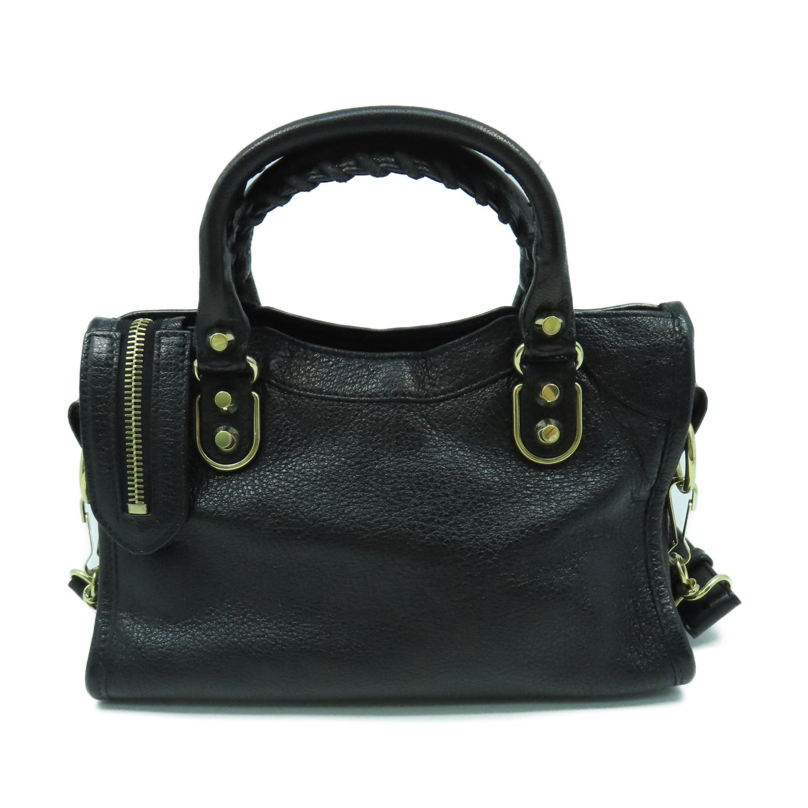 BALENCIAGA 牛皮皮革Mini City金扣手挽肩背兩用袋黑色