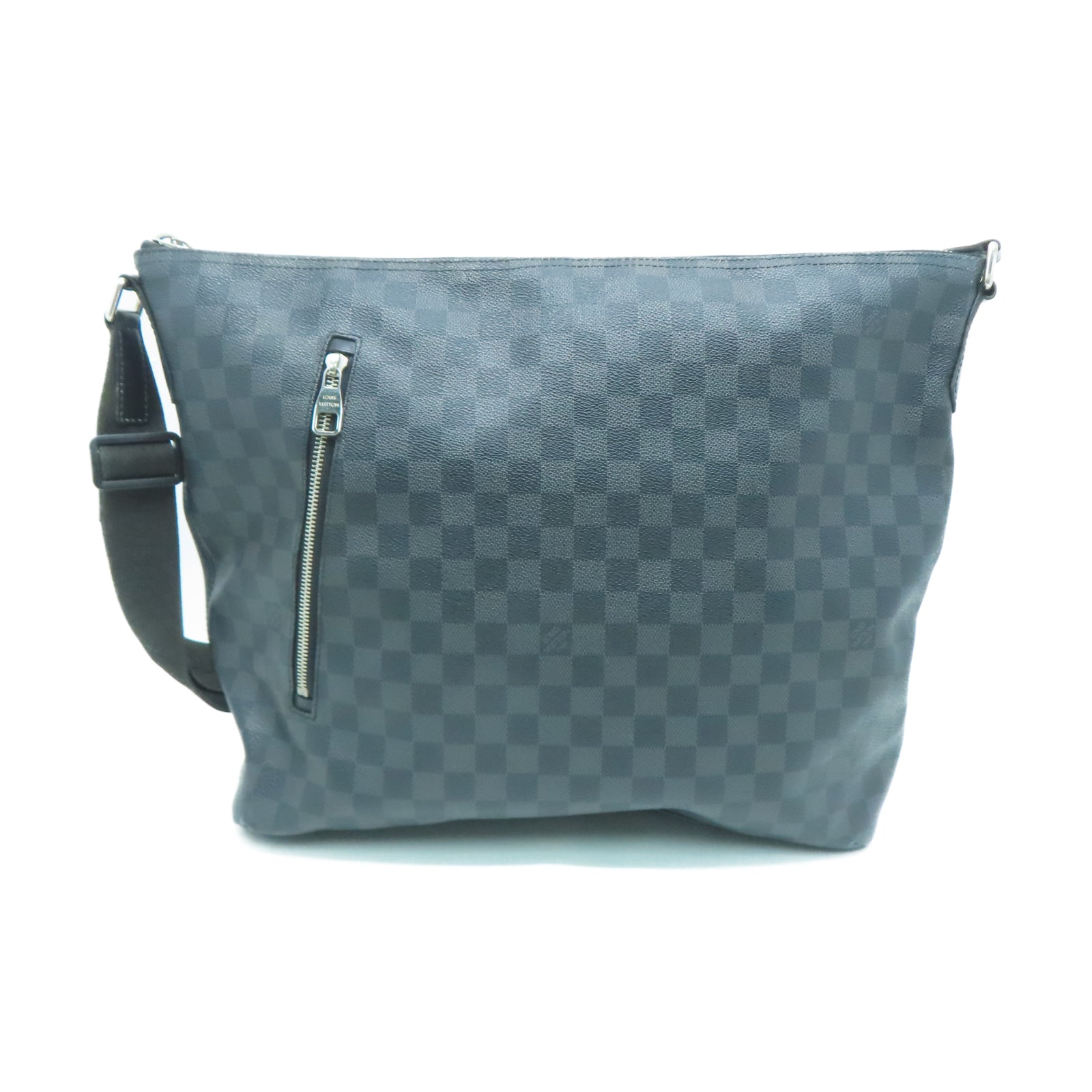 LOUIS VUITTON Damier Graphite Mick GM銀扣肩背袋黑色