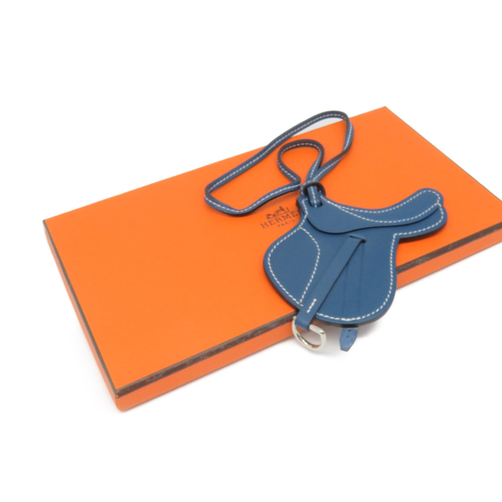 HERMES Swift Leather Paddock Fer a cheval Charm Charm Blue
