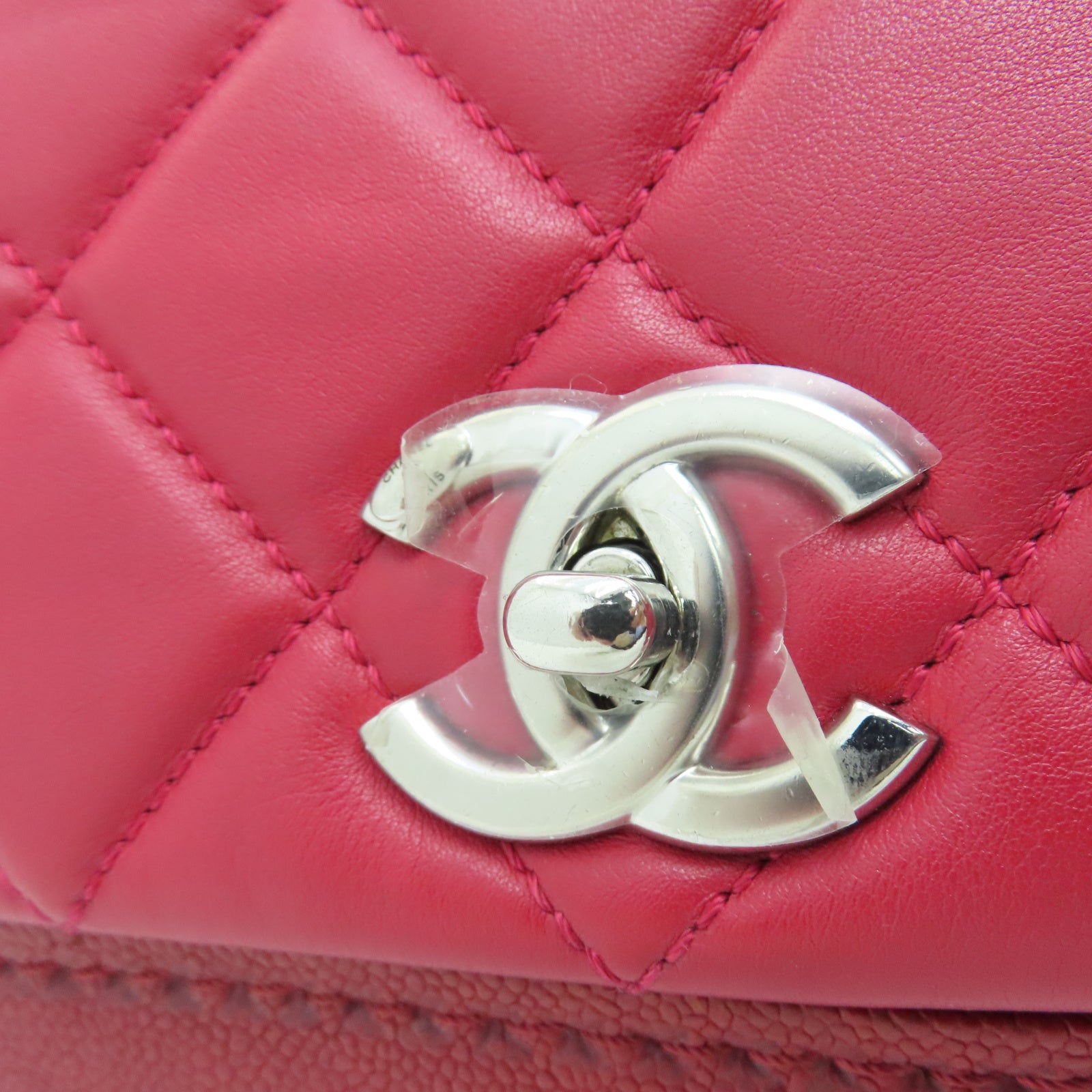 CHANEL 【激減優惠】菱格牛皮皮革Chain Shoulder銀扣鏈帶肩背袋紅色