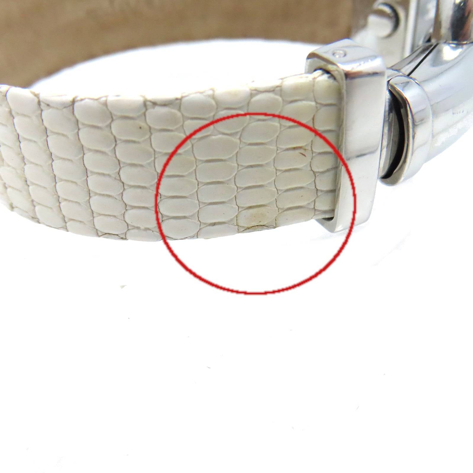 Van Cleef & Arpels Miss Cadena Watch蜥蝪皮革/不鏽鋼石英機芯手錶銀灰色/米白色