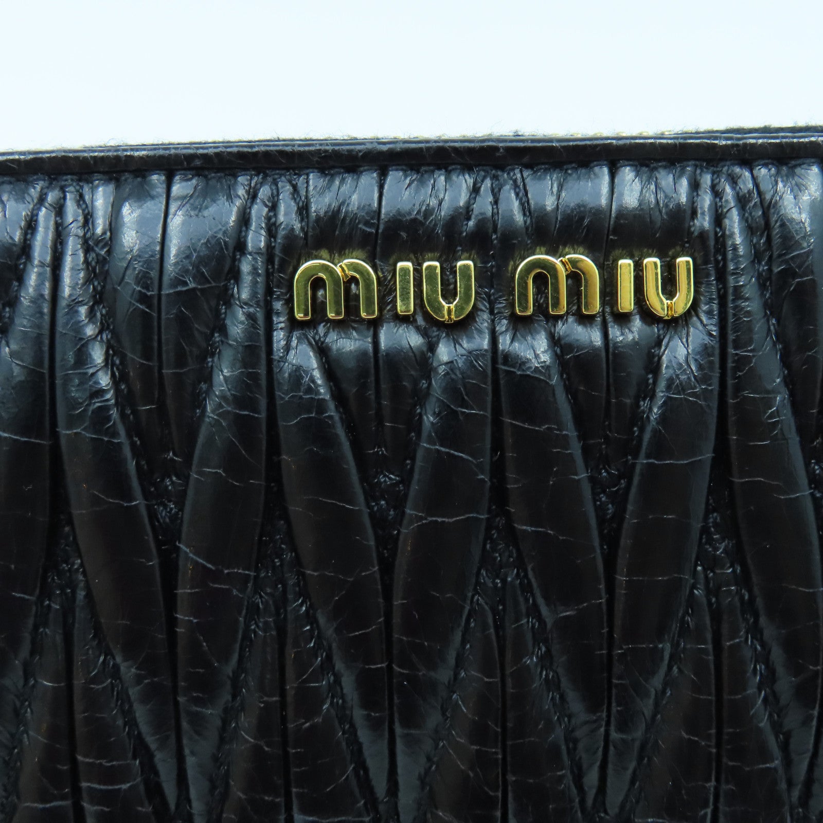 Miu Miu 羊皮皮革Long Wallet金扣长钱包黑色