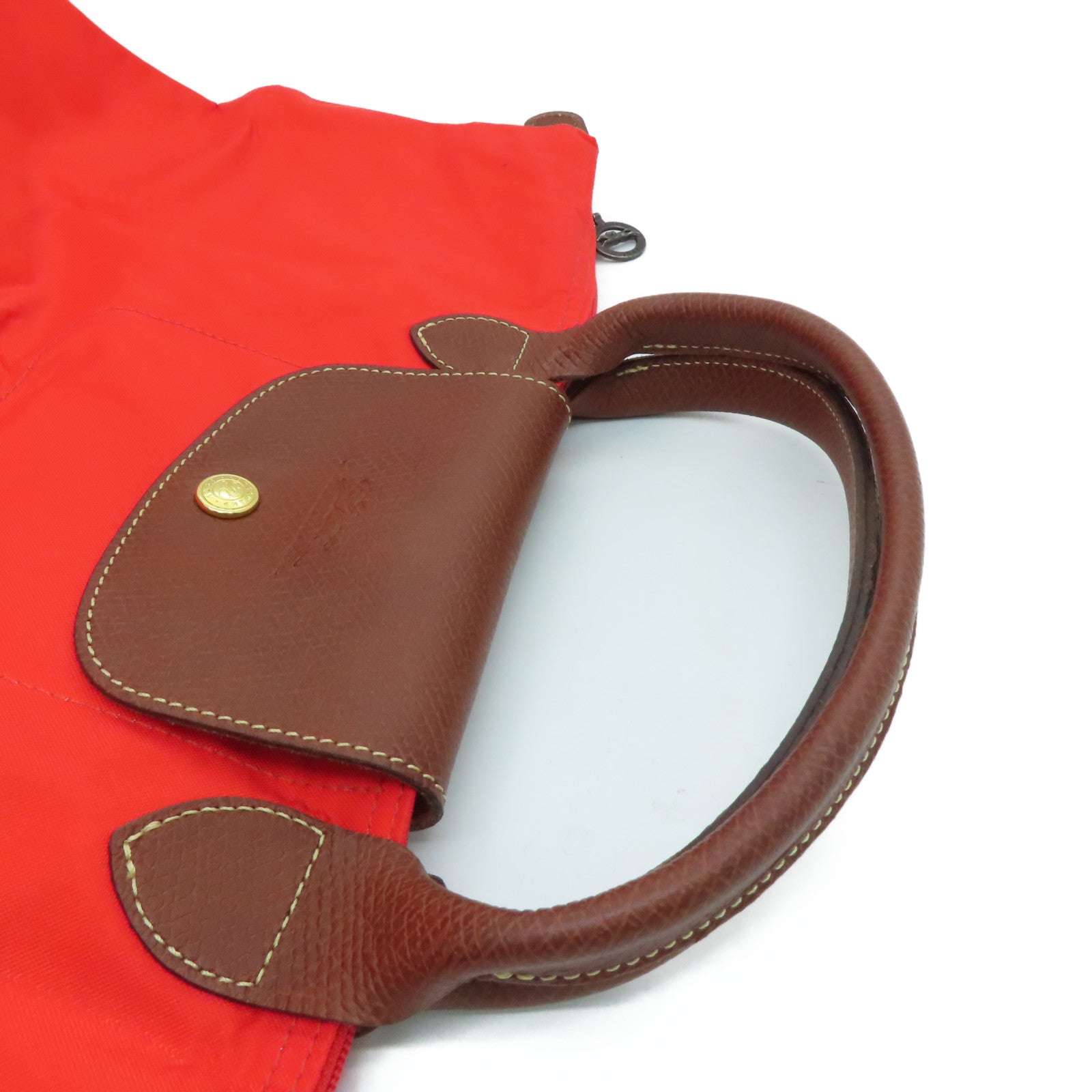 Longchamp 尼龙Handbag可折叠手挽袋红色/啡色