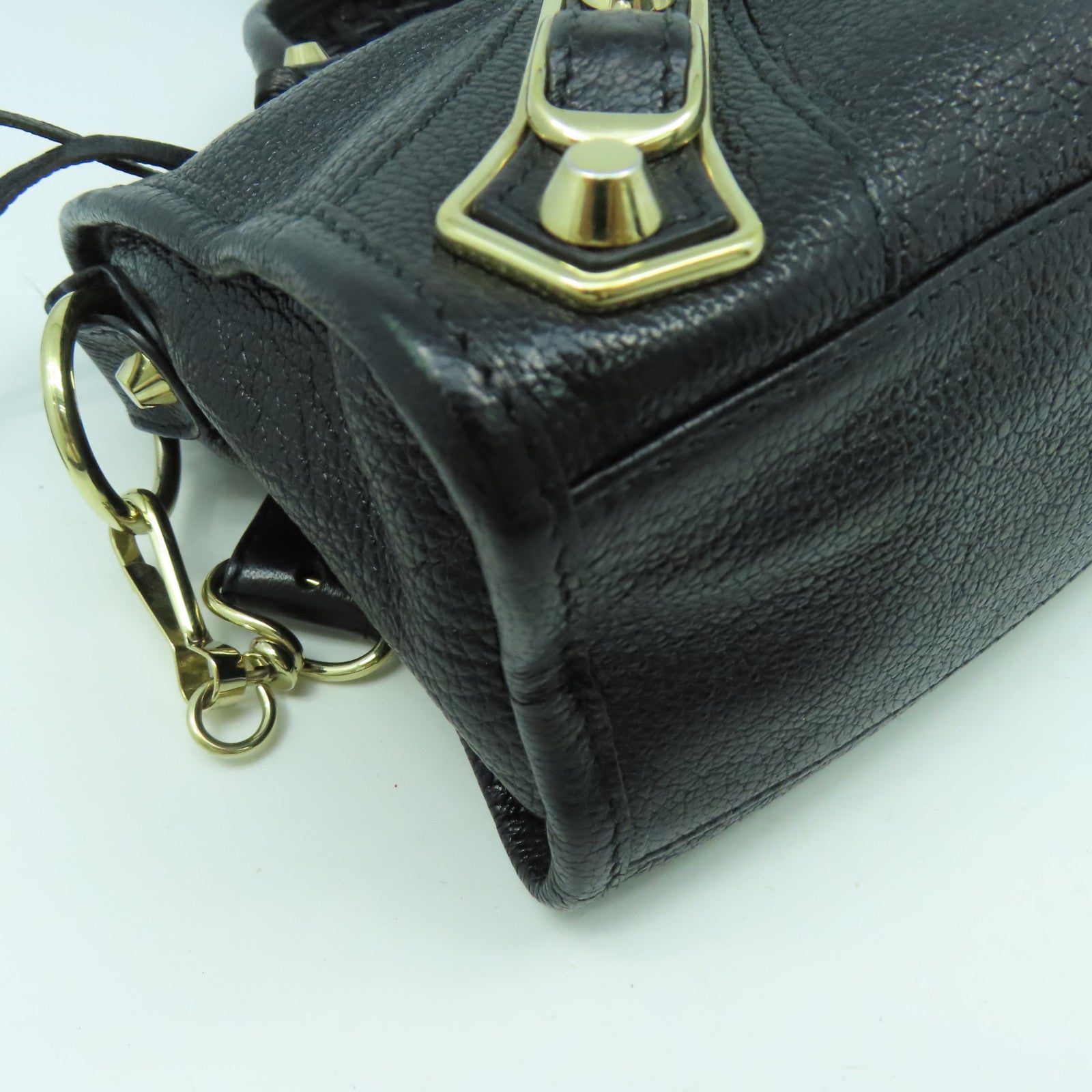 BALENCIAGA 牛皮皮革Mini City金扣手挽肩背兩用袋黑色