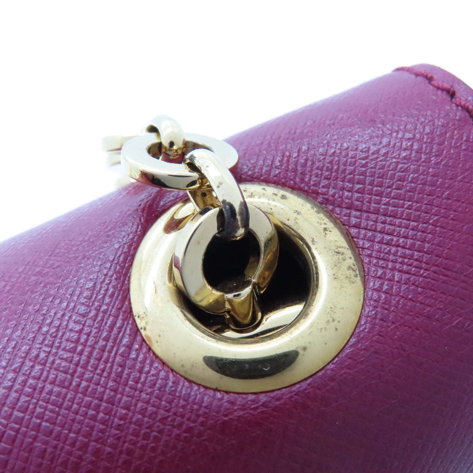 Salvatore Ferragamo Leather Shoulder Bag Gold Buckle Red