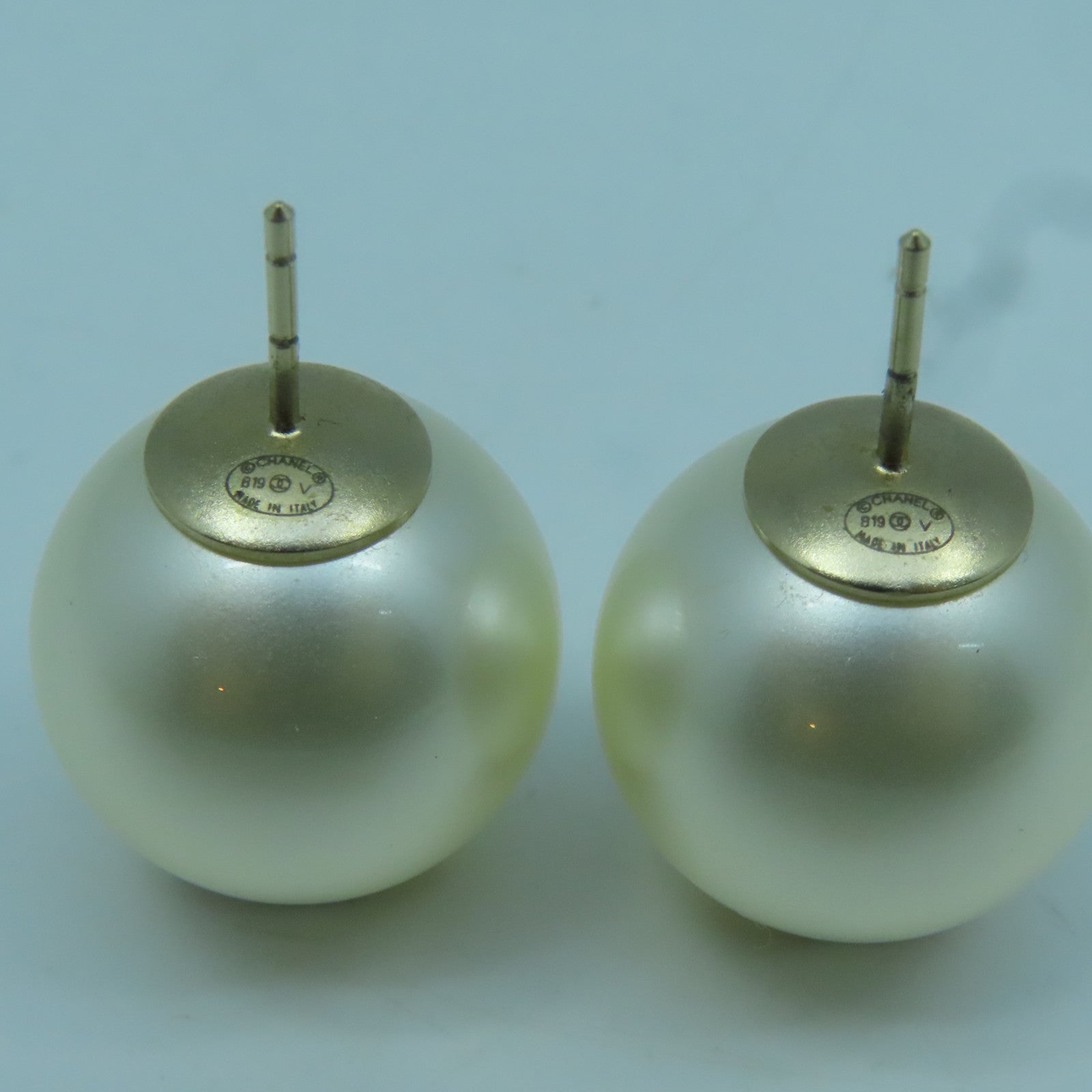 CHANEL 仿珍珠Earrings金扣耳環白色/金色
