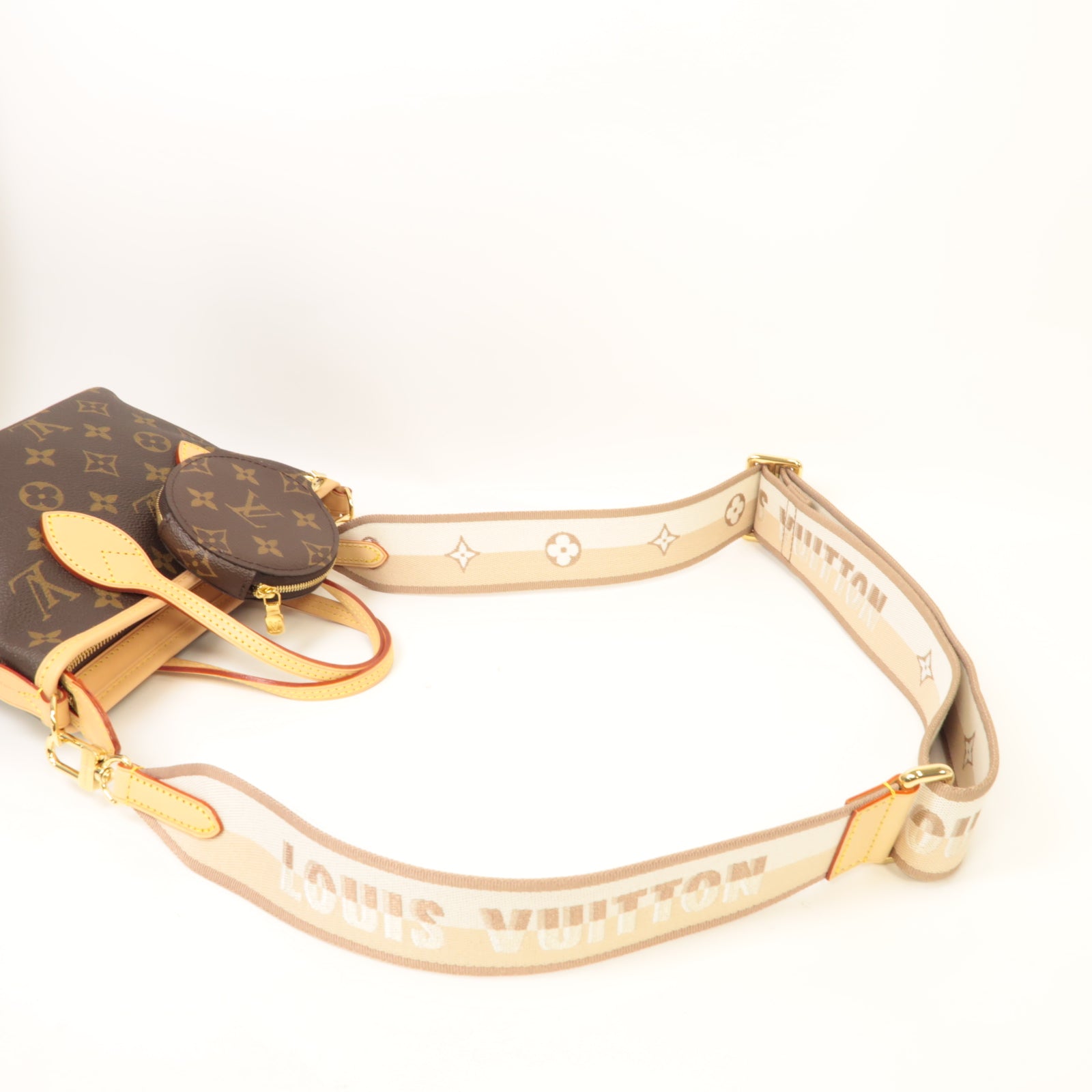 LOUIS VUITTON Monogram Neverfull BB金扣手挽肩背兩用袋啡色