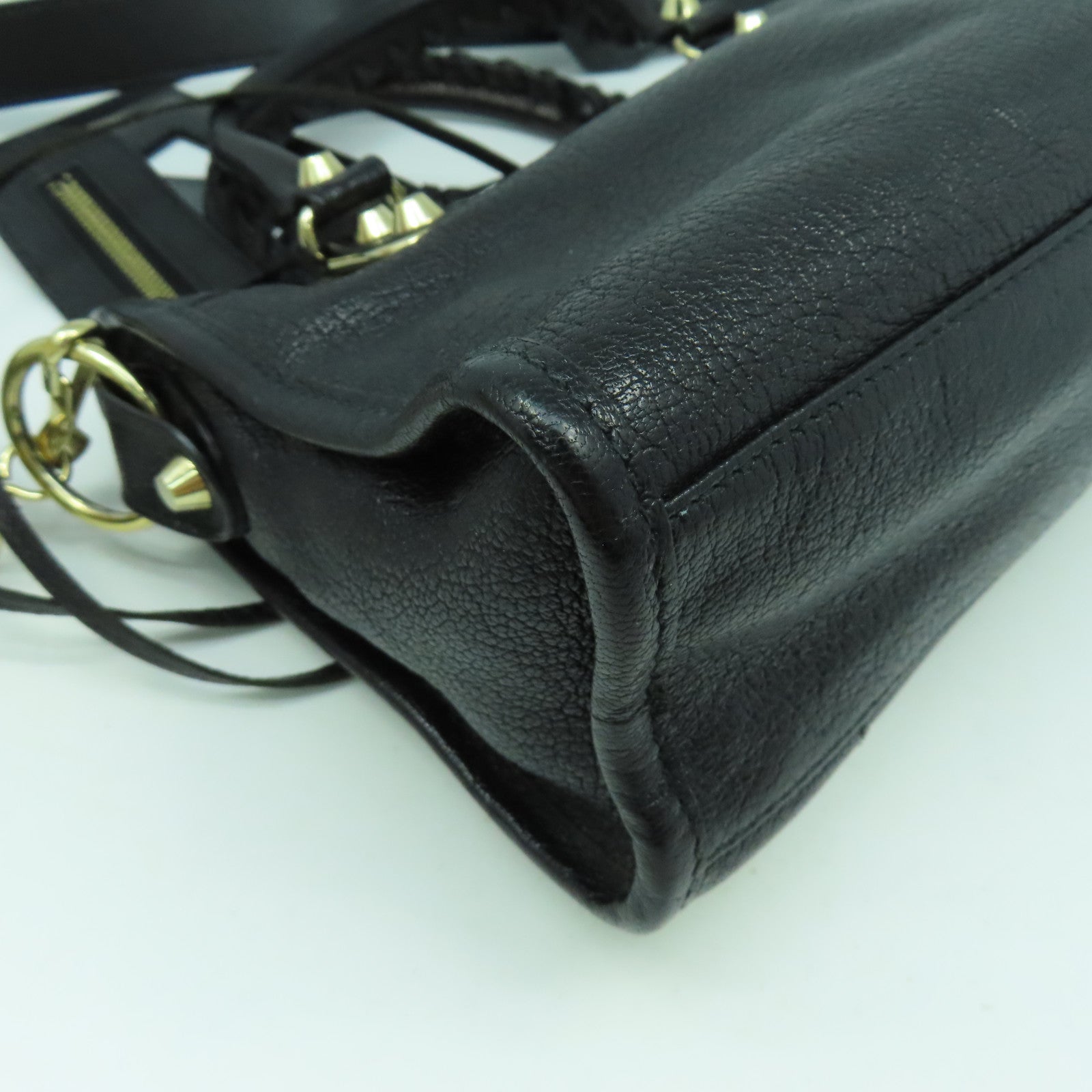 BALENCIAGA 牛皮皮革Mini City金扣手挽肩背兩用袋黑色