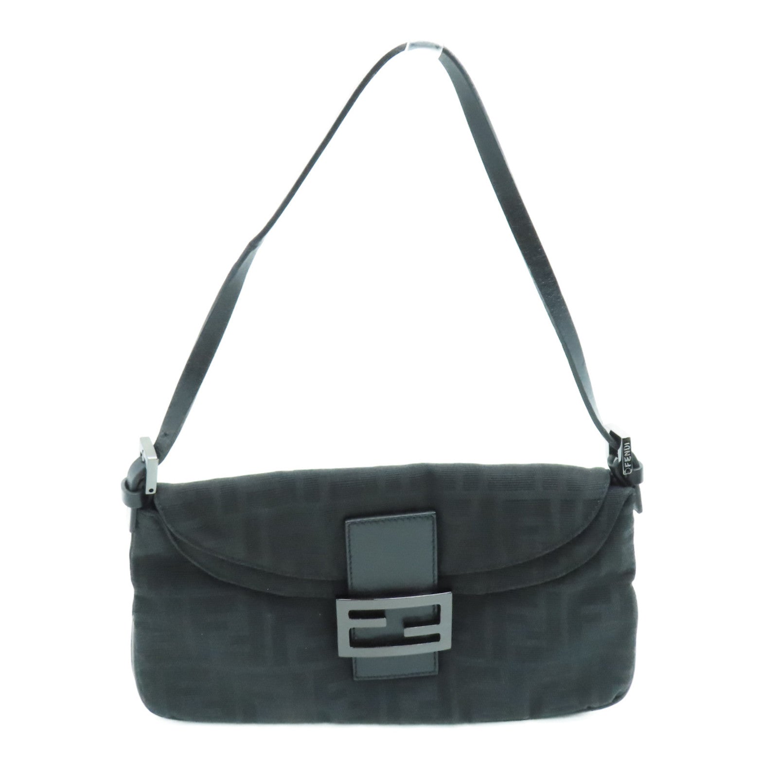 FENDI 帆布Shoulder Bag肩背袋黑扣黑色