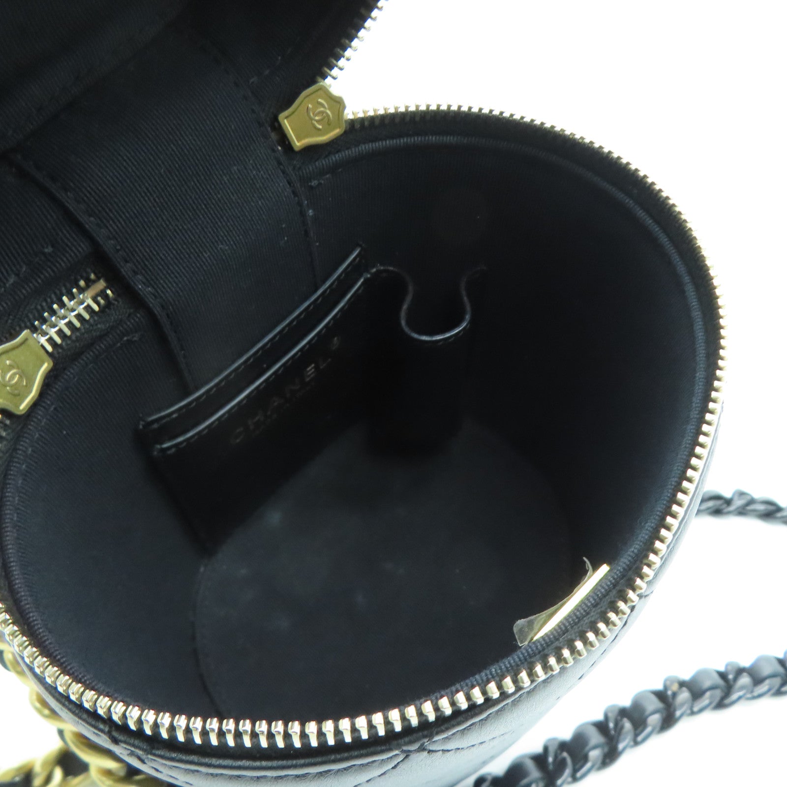 CHANEL 菱格牛皮皮革Chain Shoulder金扣链带肩背袋黑色