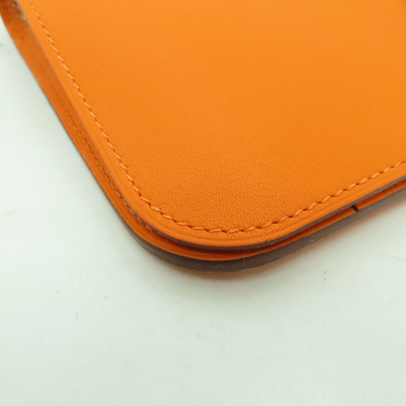 HERMES Swift皮革Dogon GM銀扣長錢包橙色
