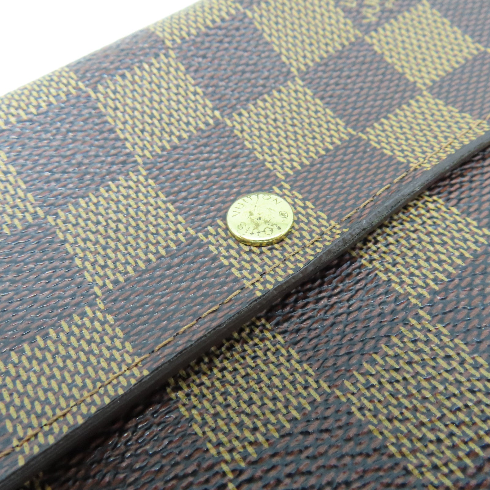 LOUIS VUITTON Damier Long Wallet gold buckle long wallet brown