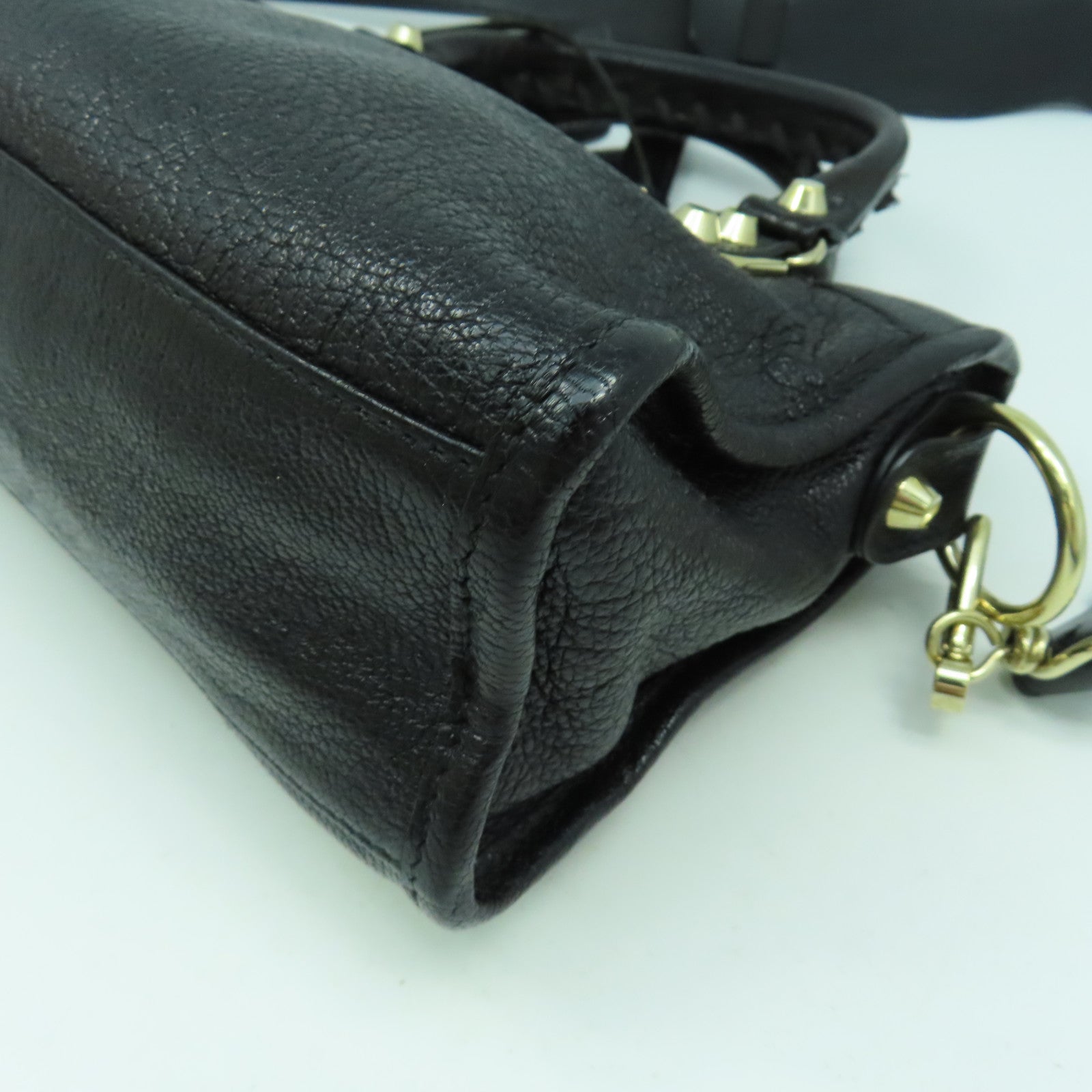 BALENCIAGA 牛皮皮革Mini City金扣手挽肩背兩用袋黑色