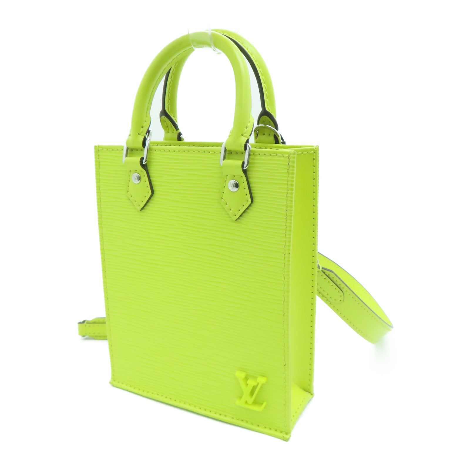 LOUIS VUITTON Epi Petit Sac Plat銀扣手挽肩背兩用袋黃色