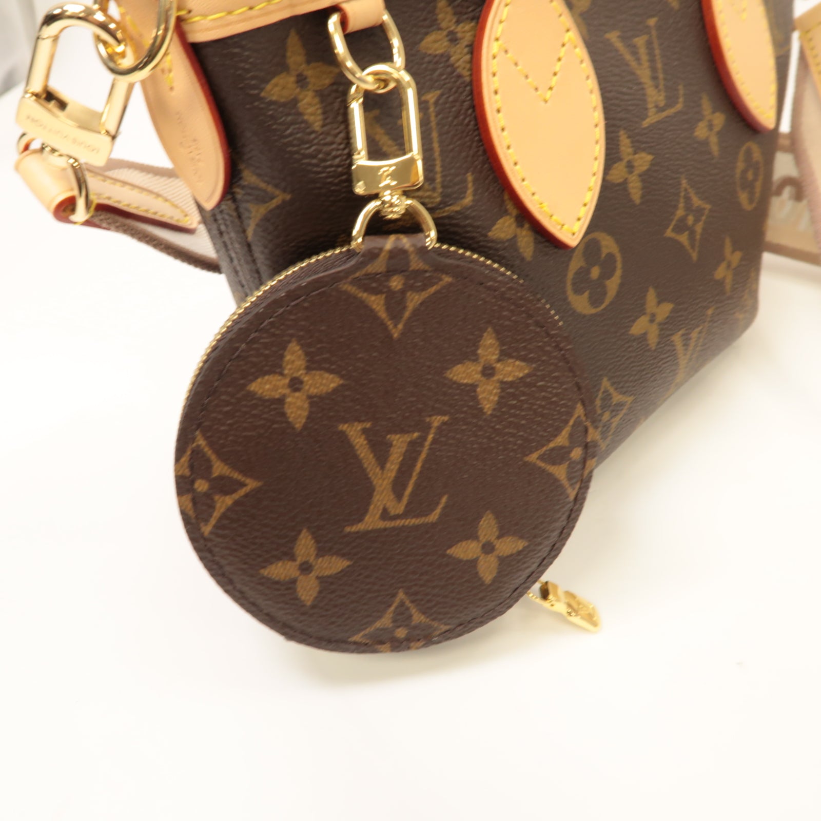 LOUIS VUITTON Monogram Neverfull BB金扣手挽肩背兩用袋啡色