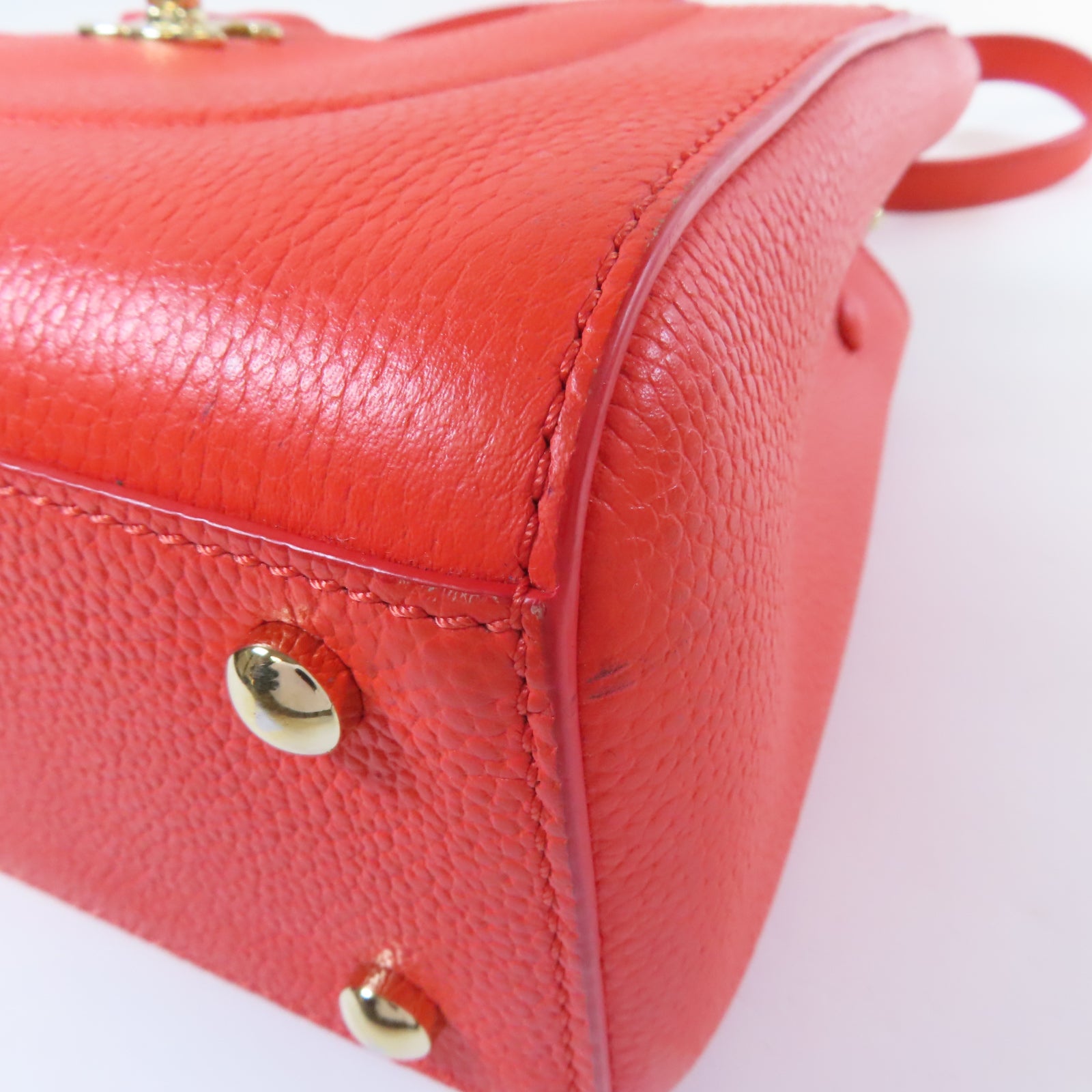 CHANEL Caviar皮革2 Way Shoulder金扣手挽肩背兩用袋橙色