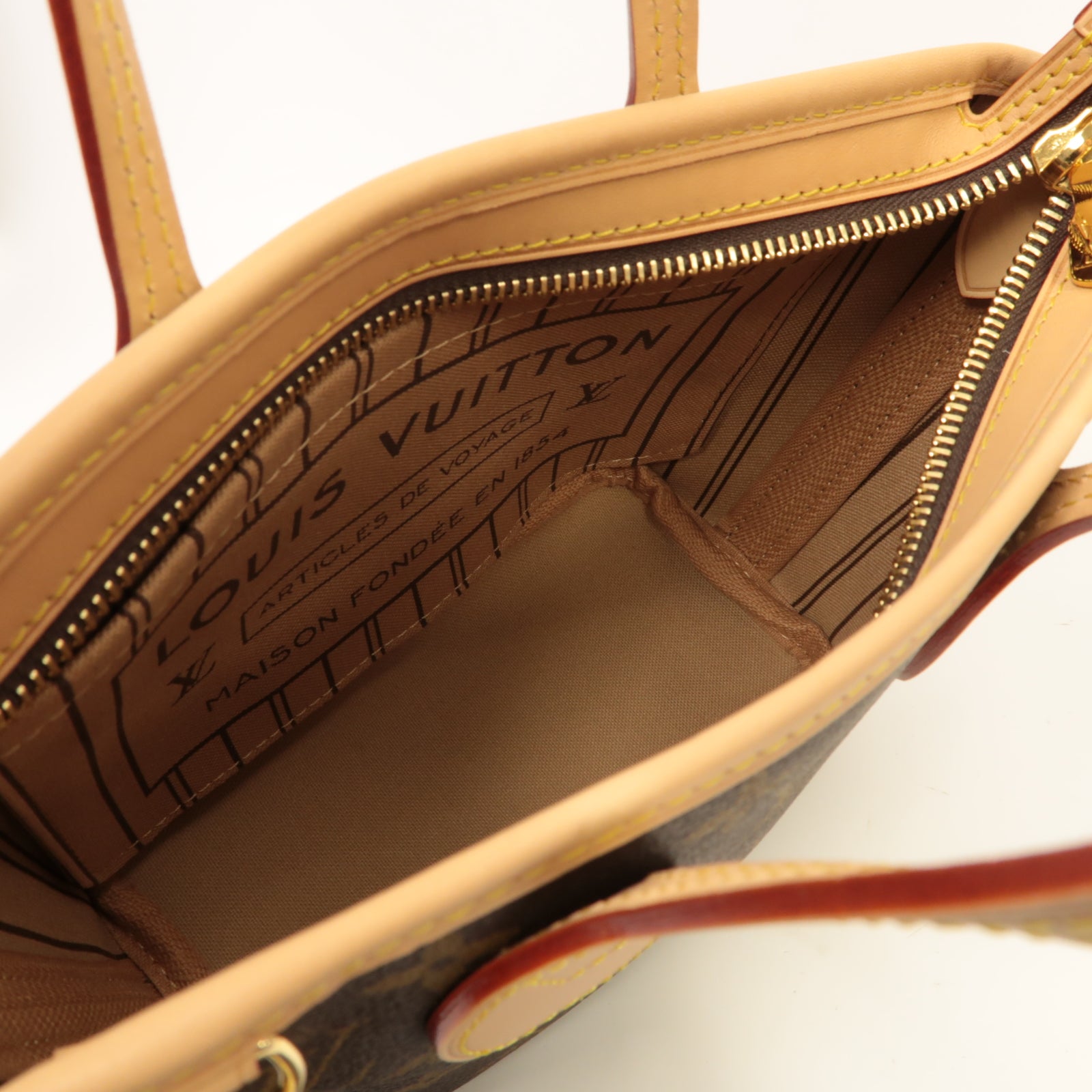 LOUIS VUITTON Monogram Neverfull BB金扣手挽肩背兩用袋啡色