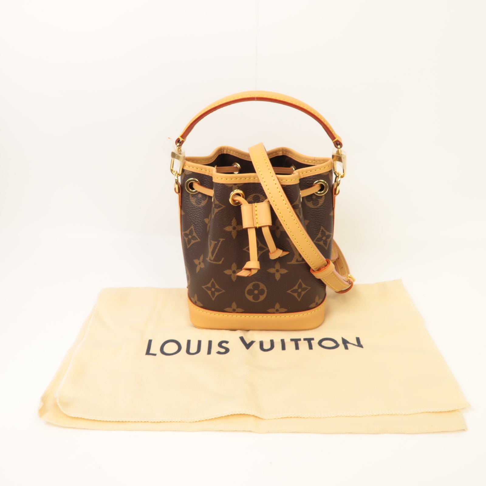 LOUIS VUITTON Monogram Nano Noe金扣手挽肩背兩用袋啡色