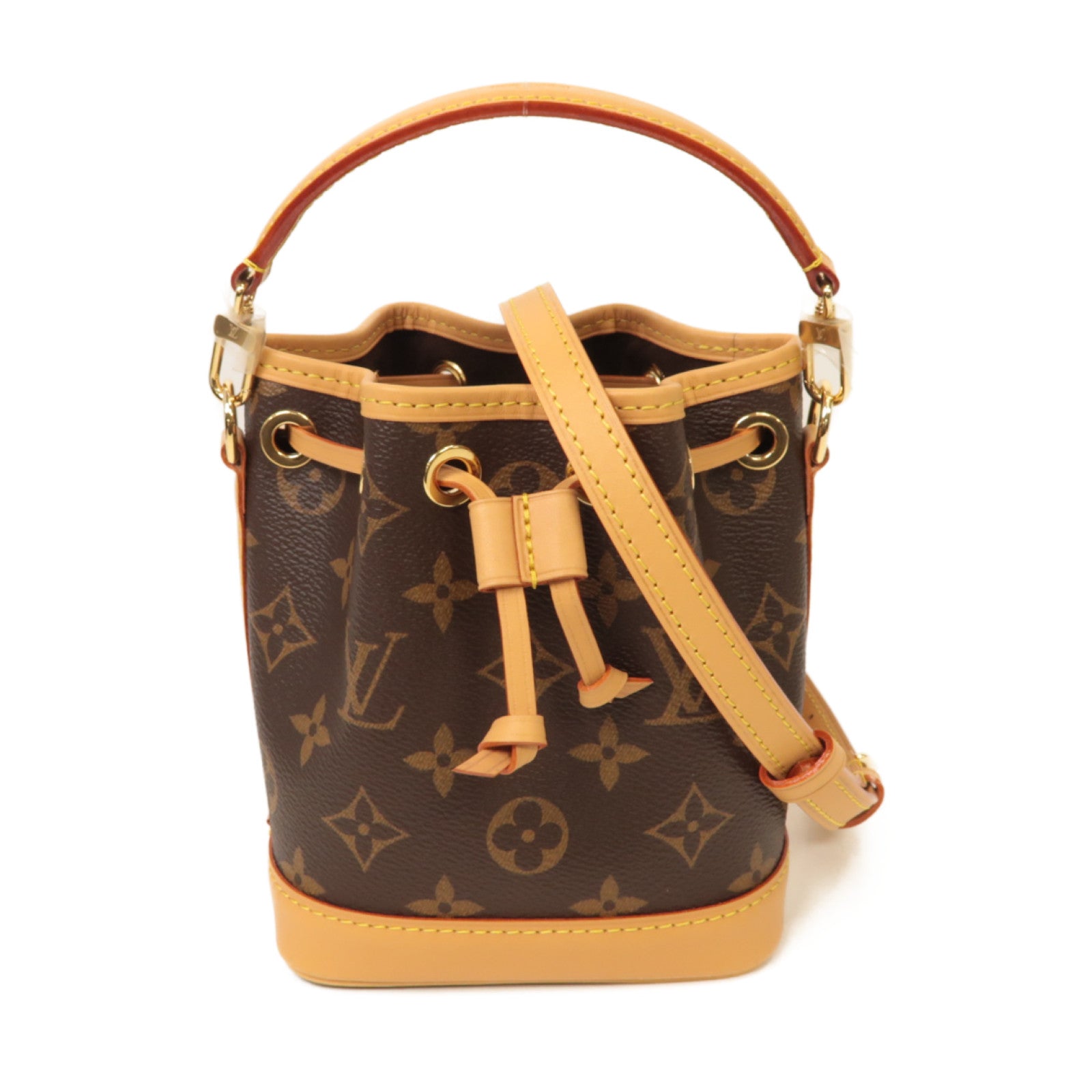 LOUIS VUITTON Monogram Nano Noe金扣手挽肩背兩用袋啡色