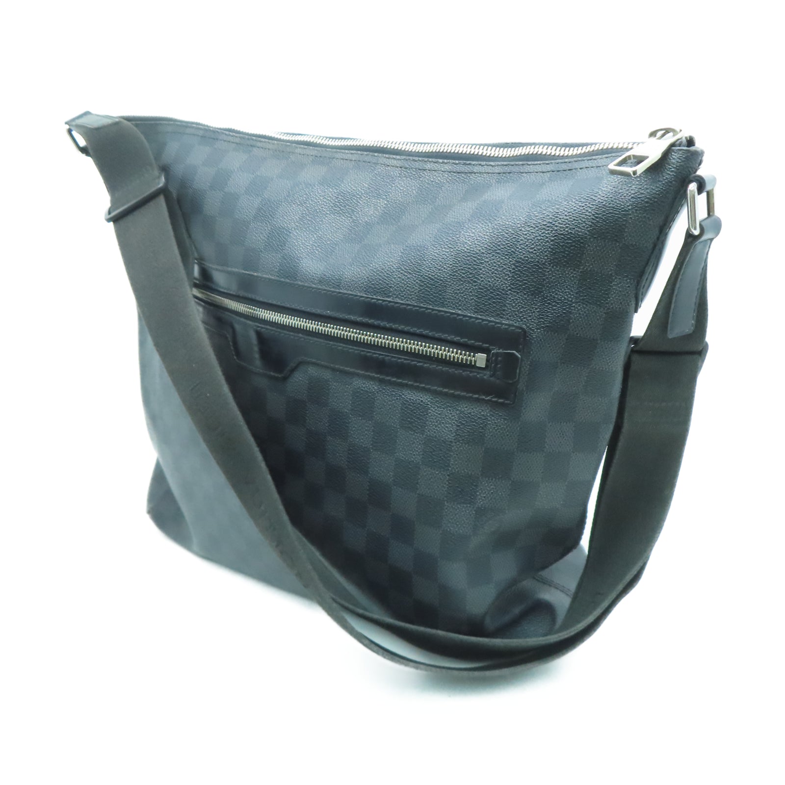 LOUIS VUITTON Damier Graphite Mick GM銀扣肩背袋黑色