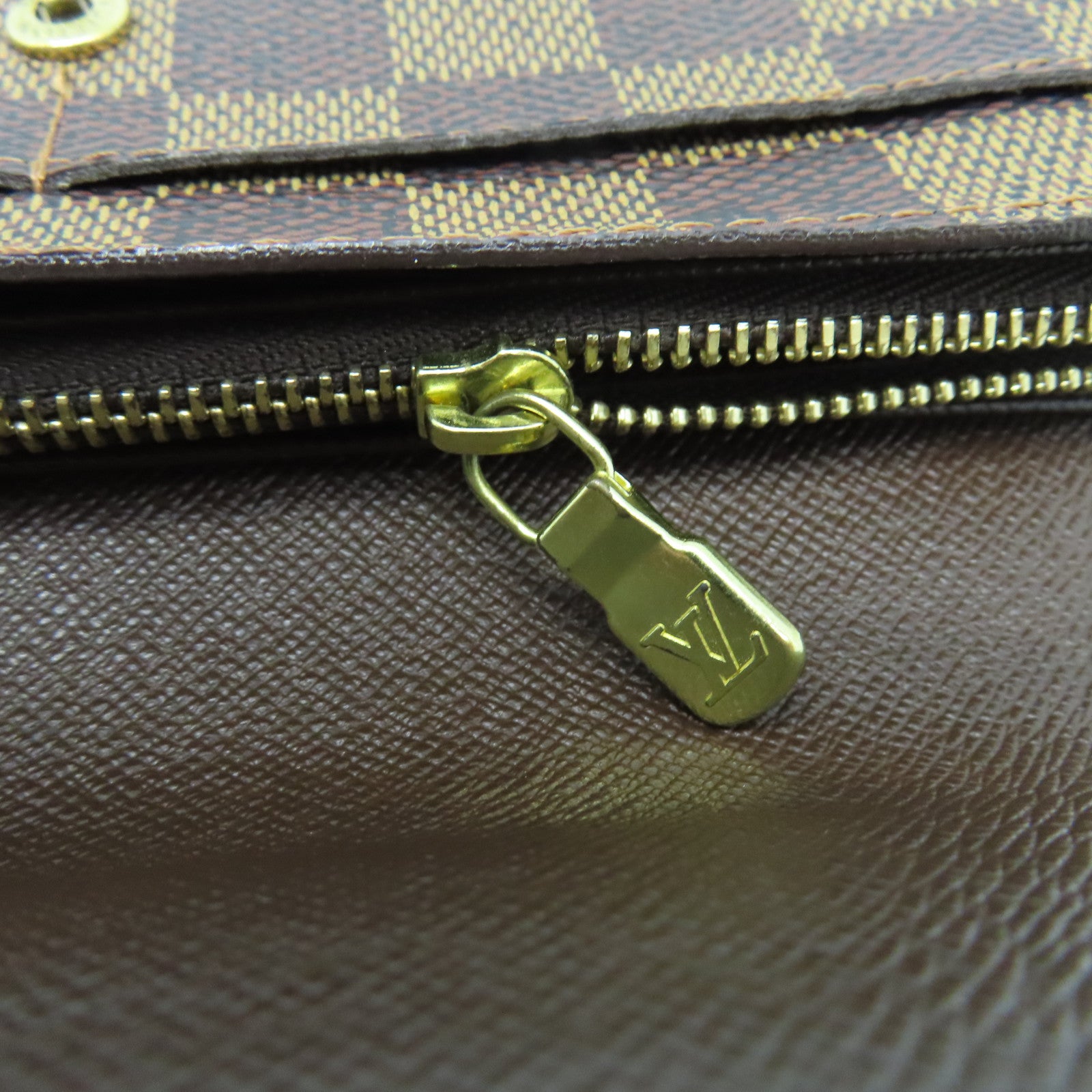 LOUIS VUITTON Damier Long Wallet gold buckle long wallet brown