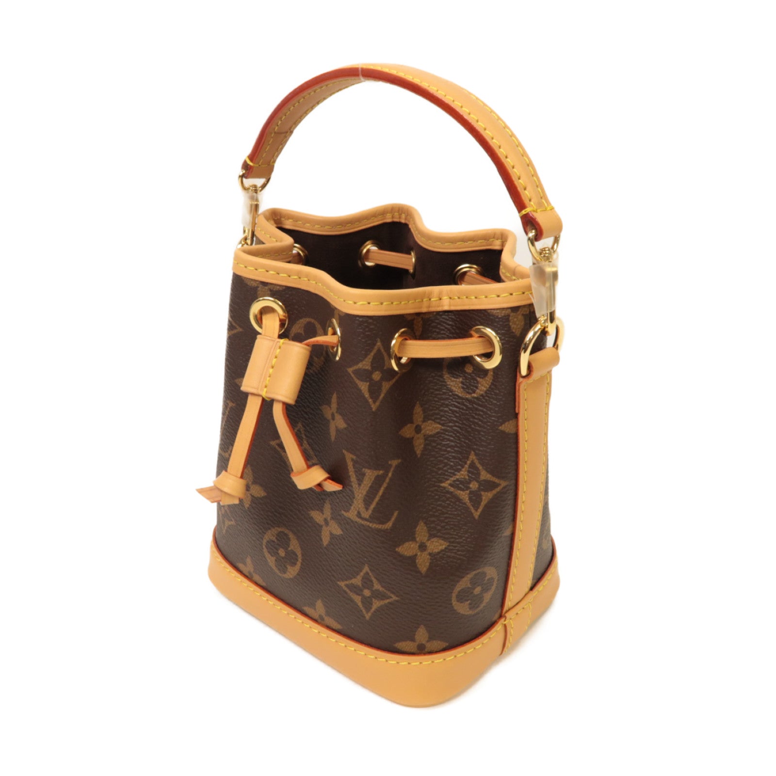 LOUIS VUITTON Monogram Nano Noe金扣手挽肩背兩用袋啡色