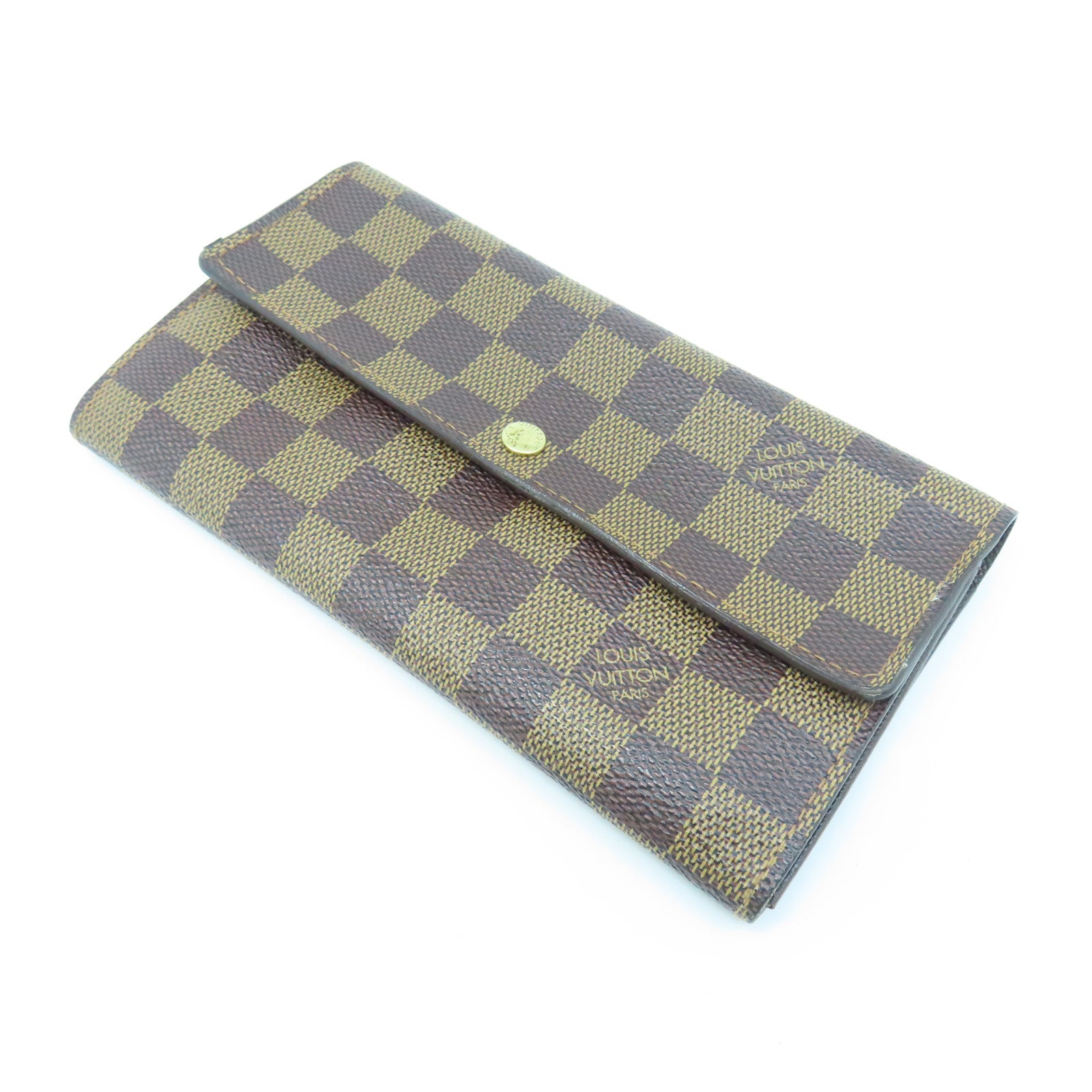 LOUIS VUITTON Damier Long Wallet gold buckle long wallet brown