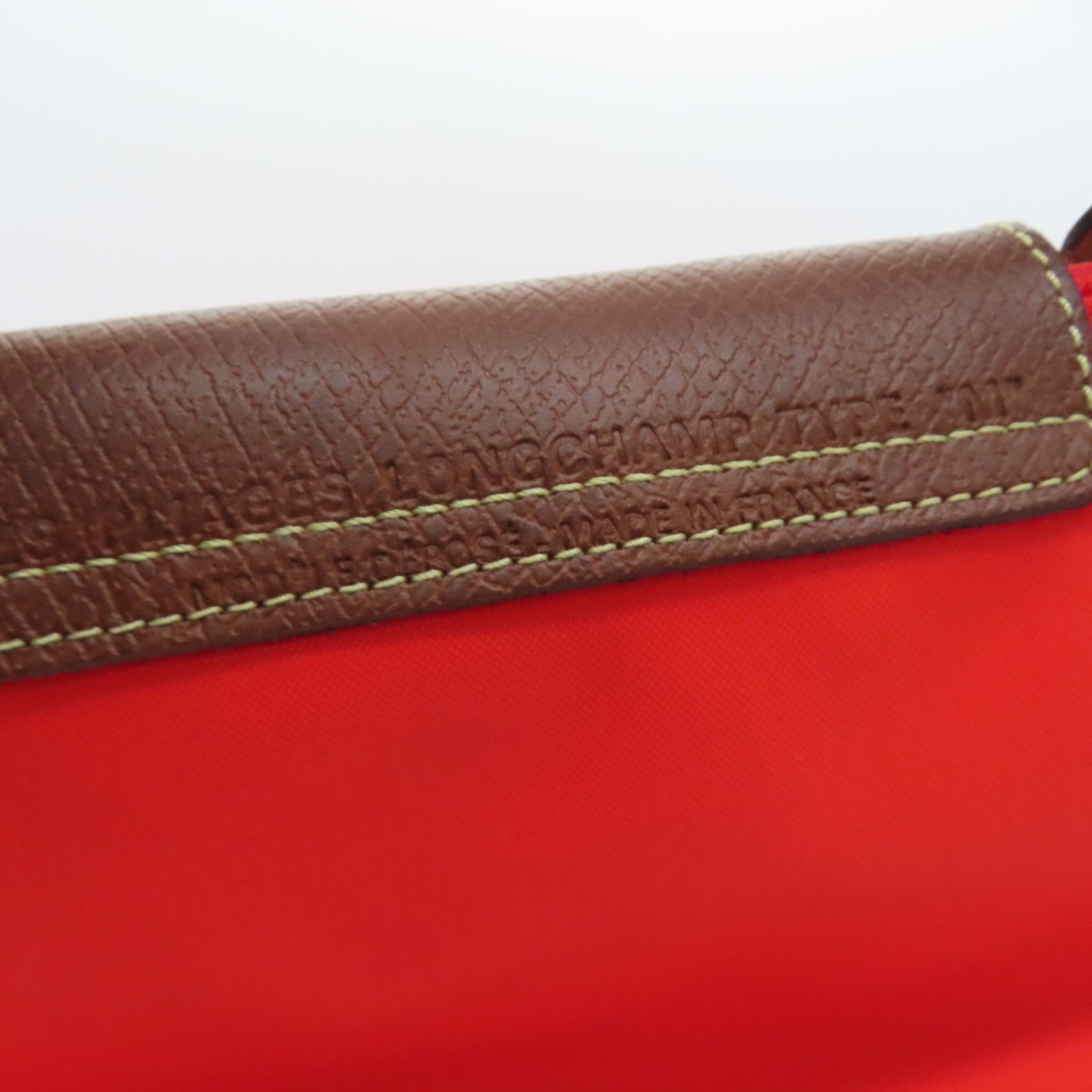 Longchamp 尼龙Handbag可折叠手挽袋红色/啡色