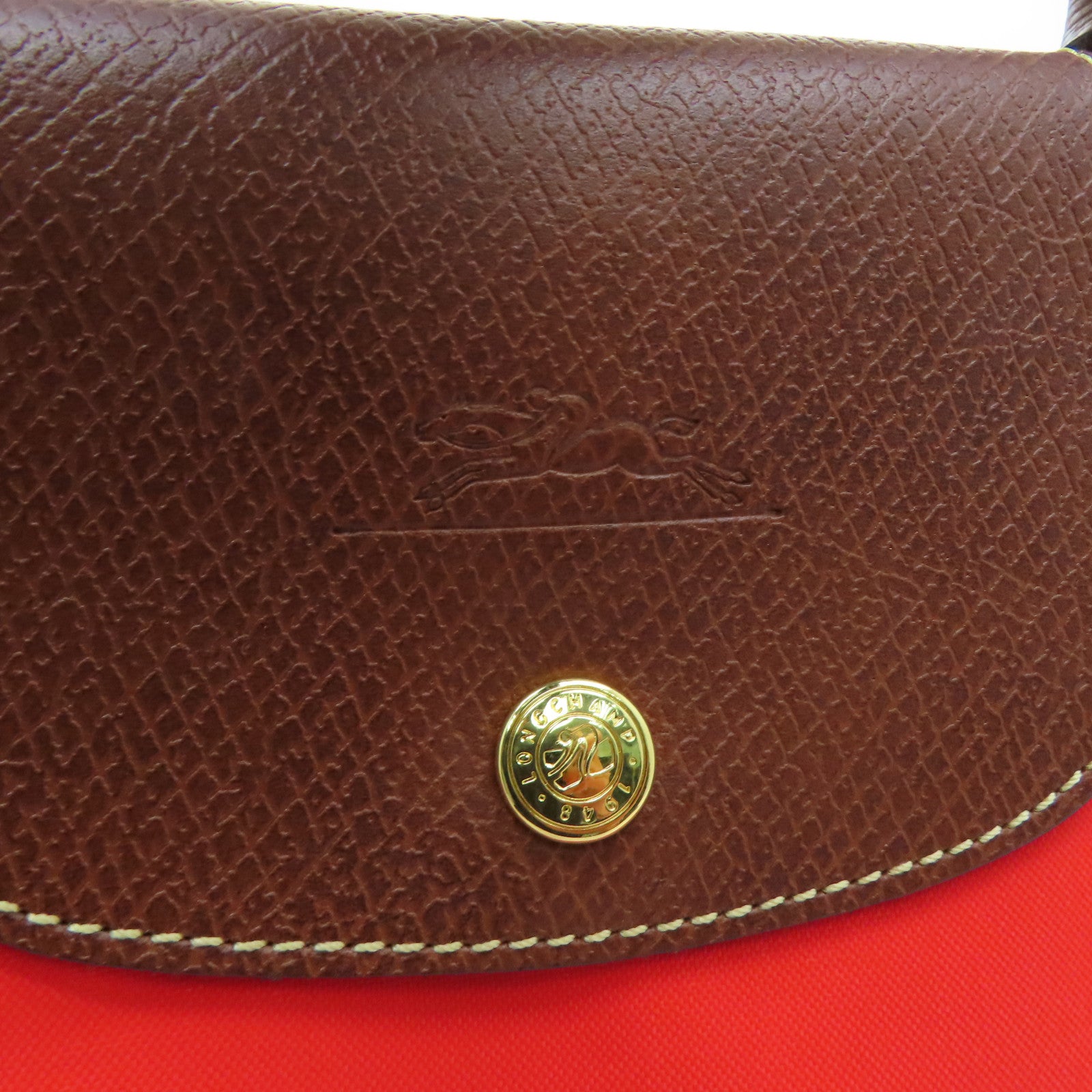 Longchamp 尼龙Handbag可折叠手挽袋红色/啡色