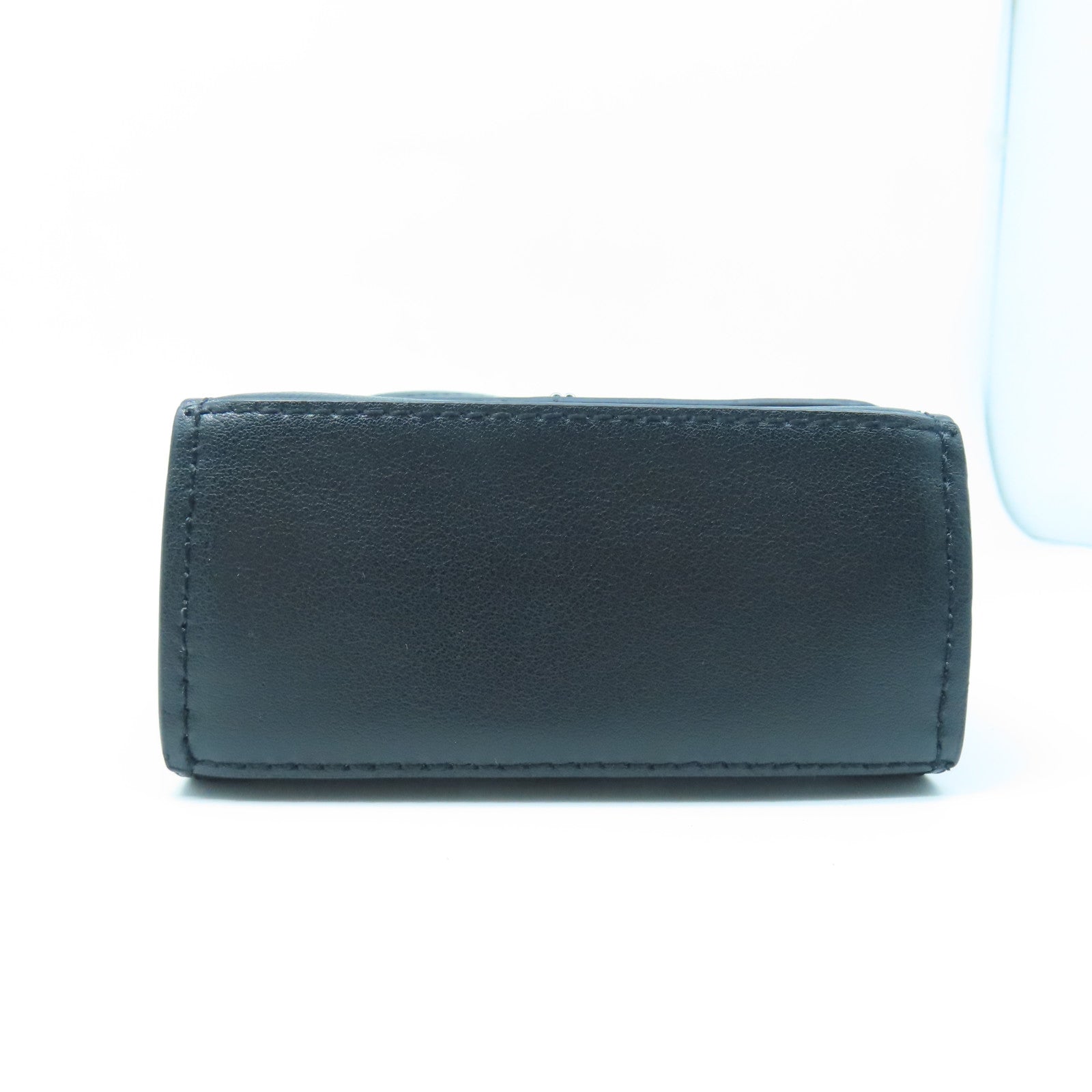 SELECTION Leather Mini Shoulder Bag Silver Buckle Black