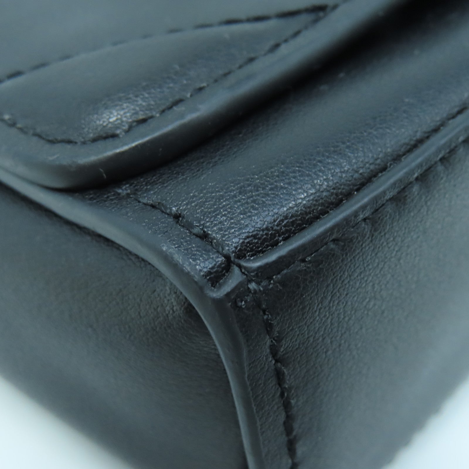 SELECTION Leather Mini Shoulder Bag Silver Buckle Black