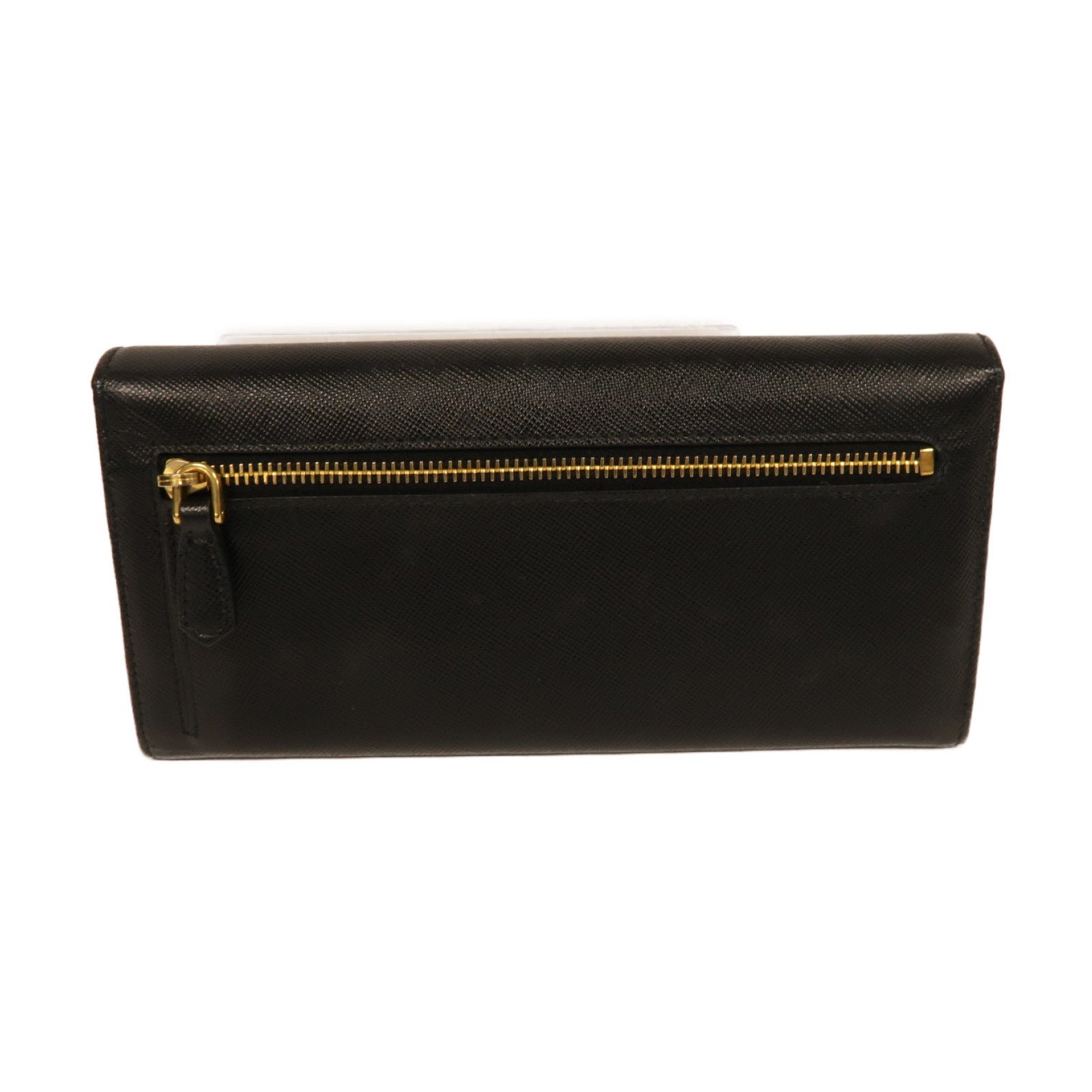 PRADA Saffiano皮革Long Wallet金扣長錢包黑色