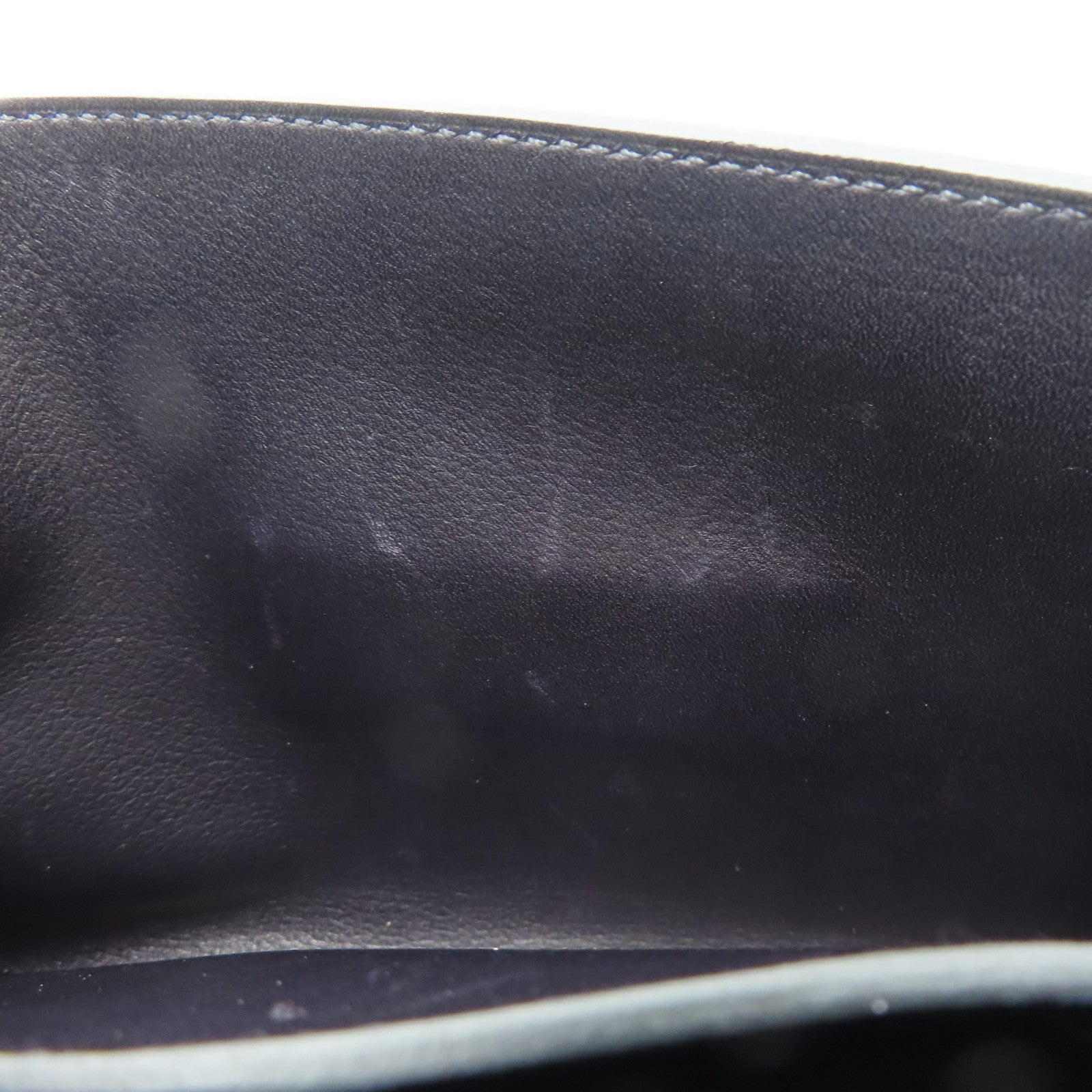 HERMES Evercolor Leather Pochette H Passant Silver Buckle Shoulder Bag Blue/Black