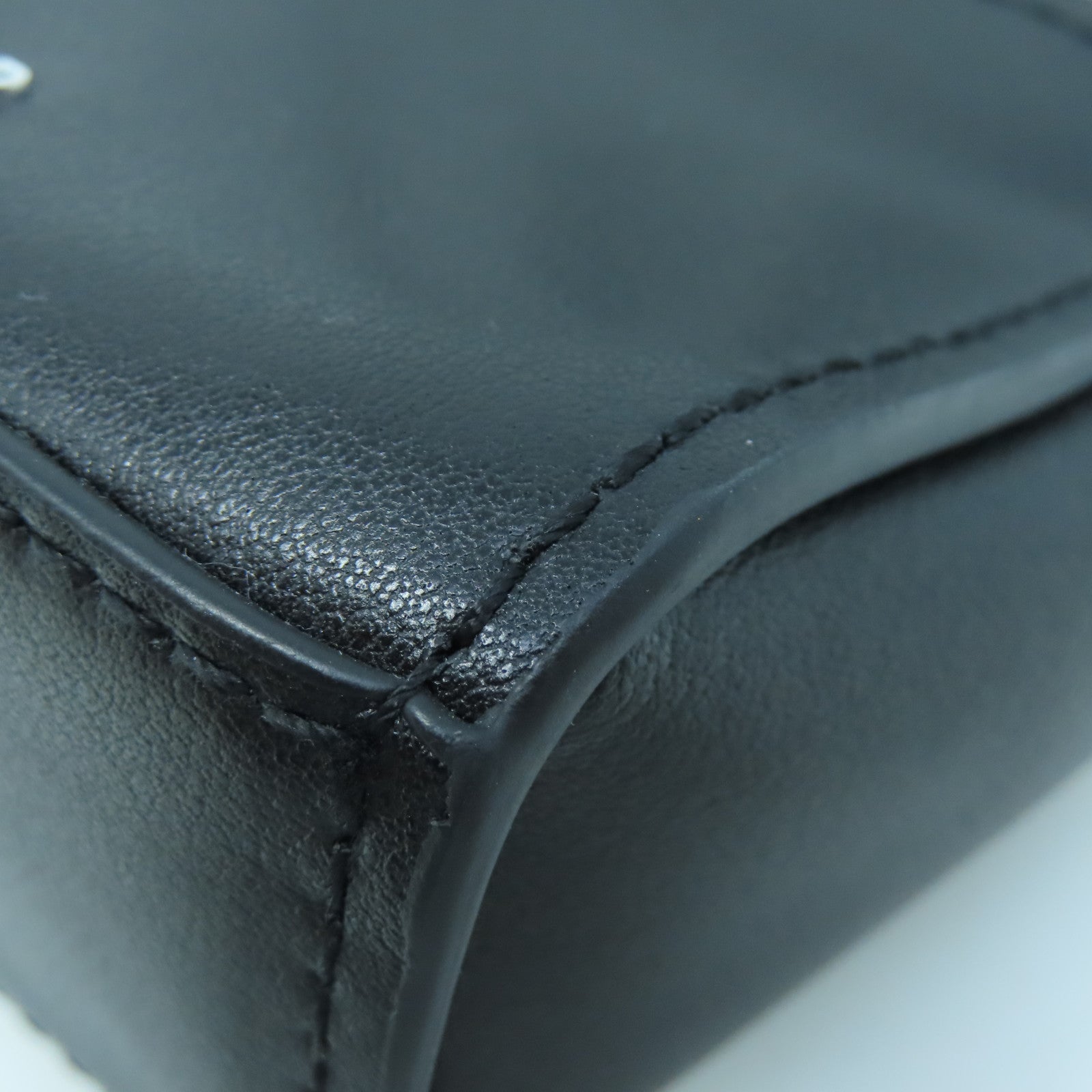 SELECTION Leather Mini Shoulder Bag Silver Buckle Black