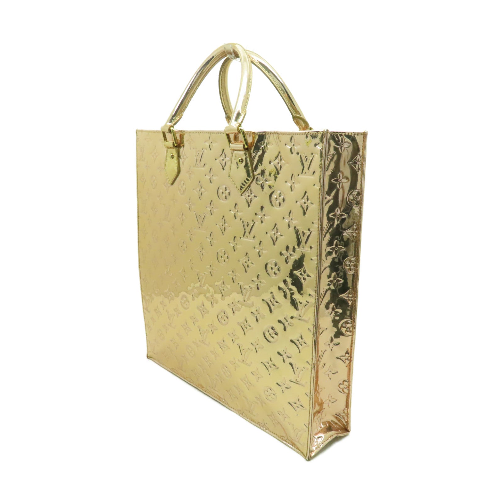 LOUIS VUITTON Monogram Miroir Sac Plat Gold金扣手挽袋金色