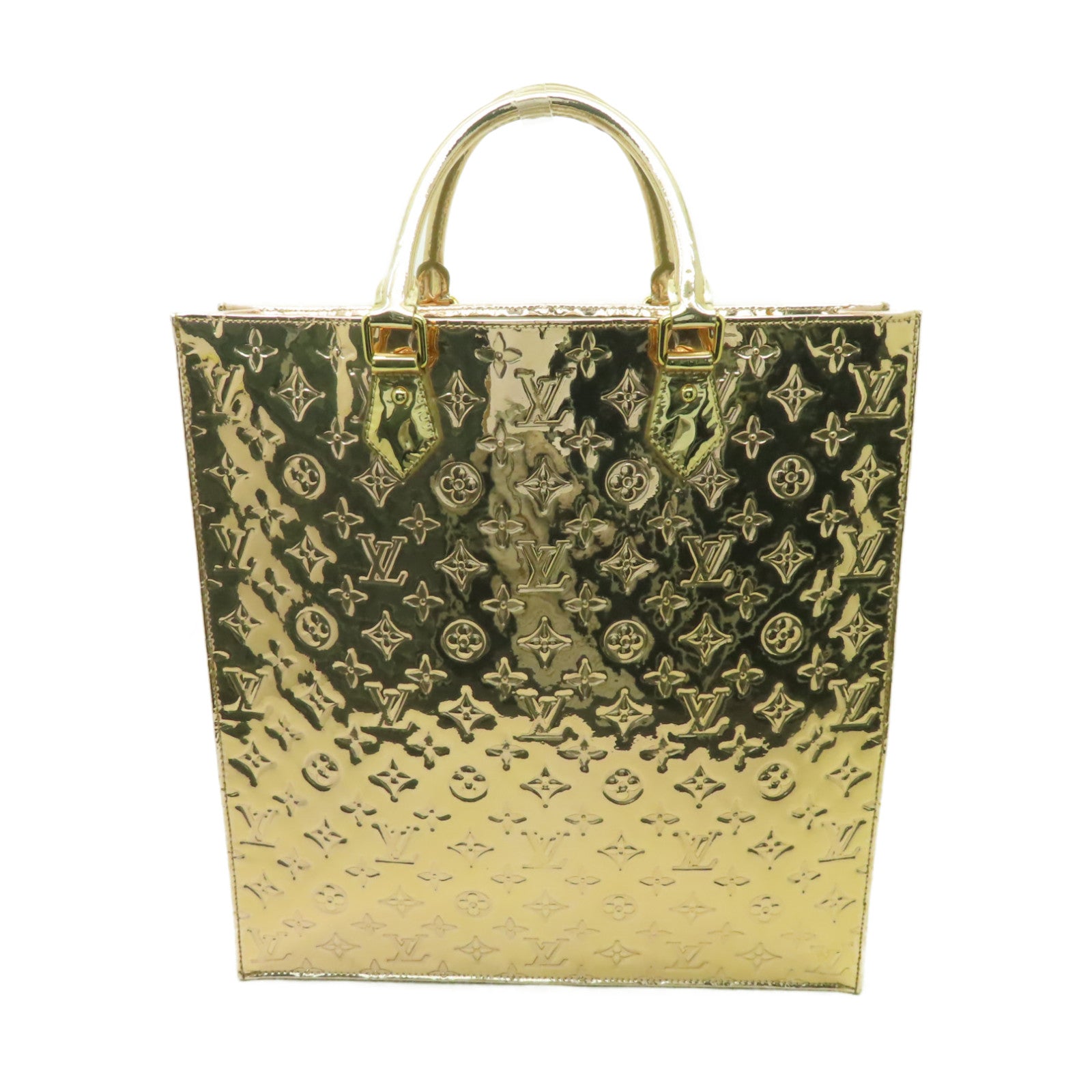 LOUIS VUITTON Monogram Miroir Sac Plat Gold金扣手挽袋金色