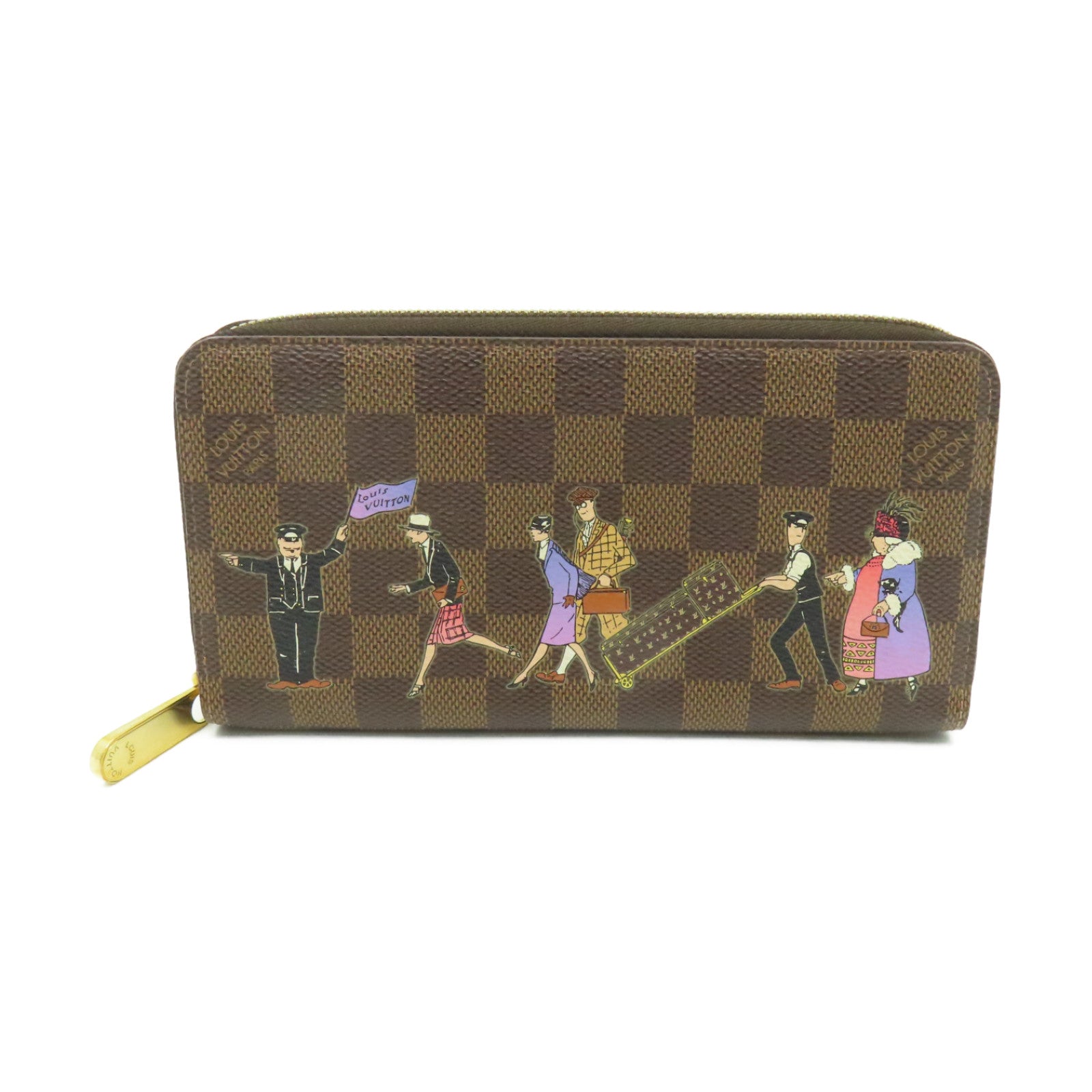 LOUIS VUITTON Damier Zippy Wallet金扣長錢包啡色