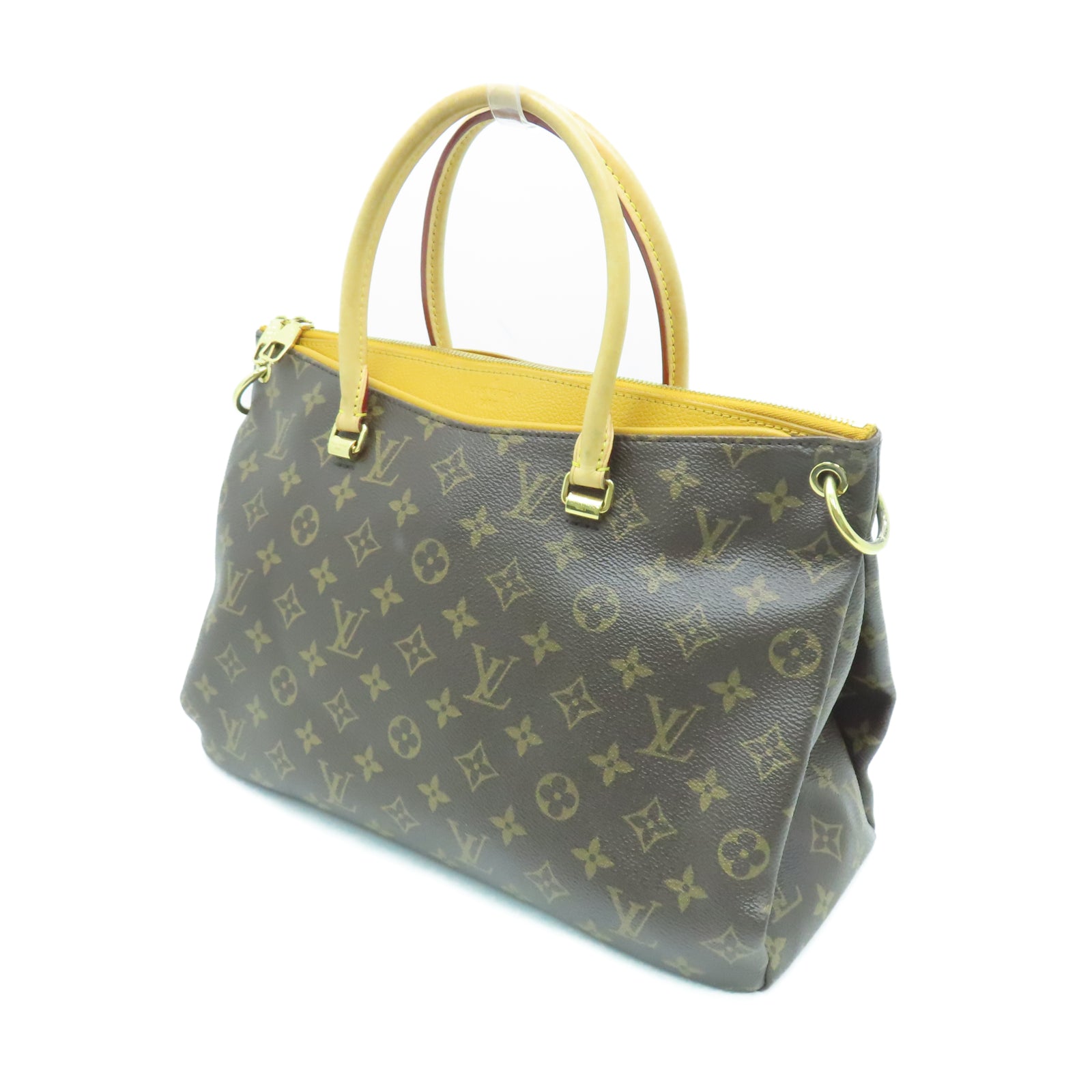 LOUIS VUITTON 【激減優惠】Monogram Pallas MM金扣手挽袋棕色