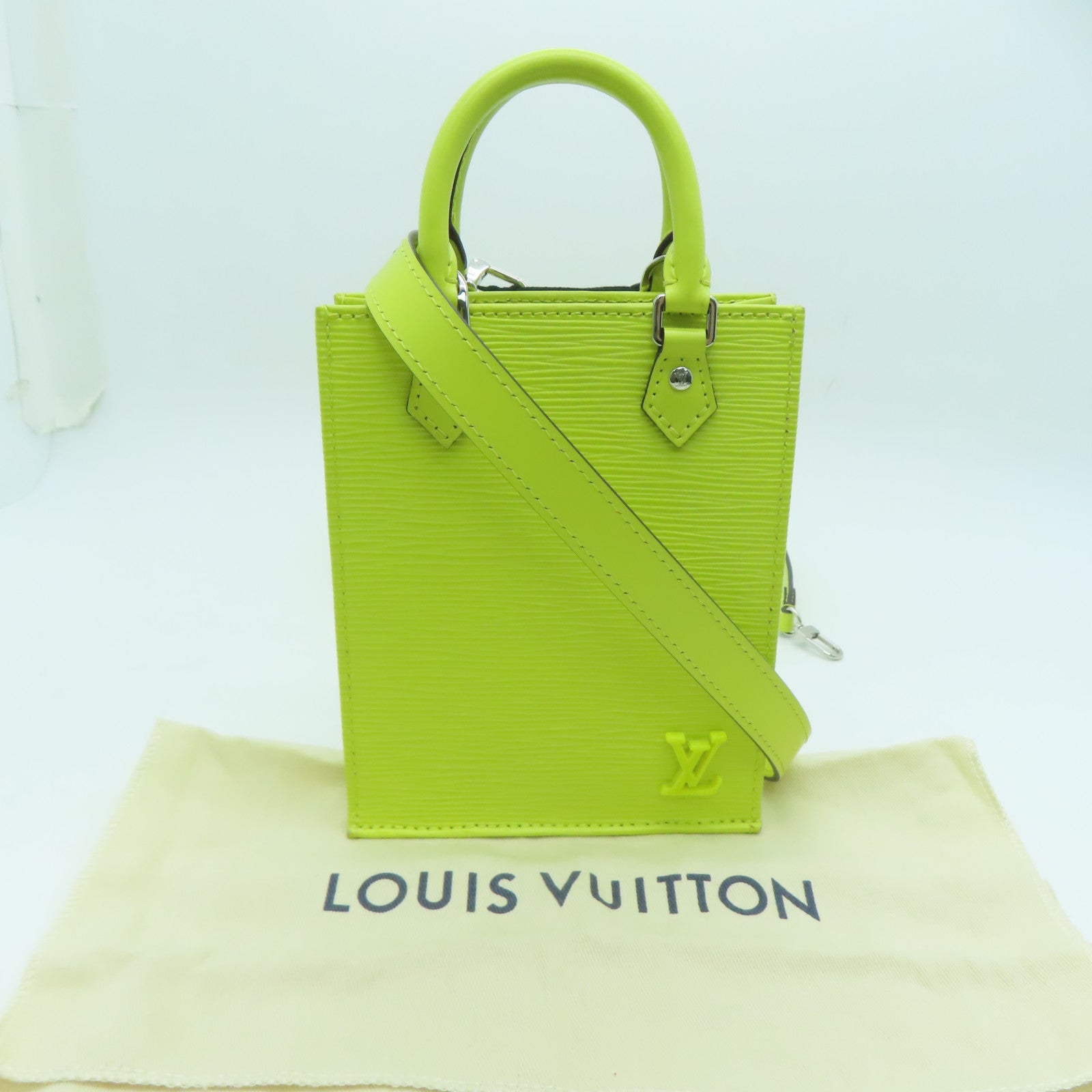 LOUIS VUITTON Epi Petit Sac Plat銀扣手挽肩背兩用袋黃色