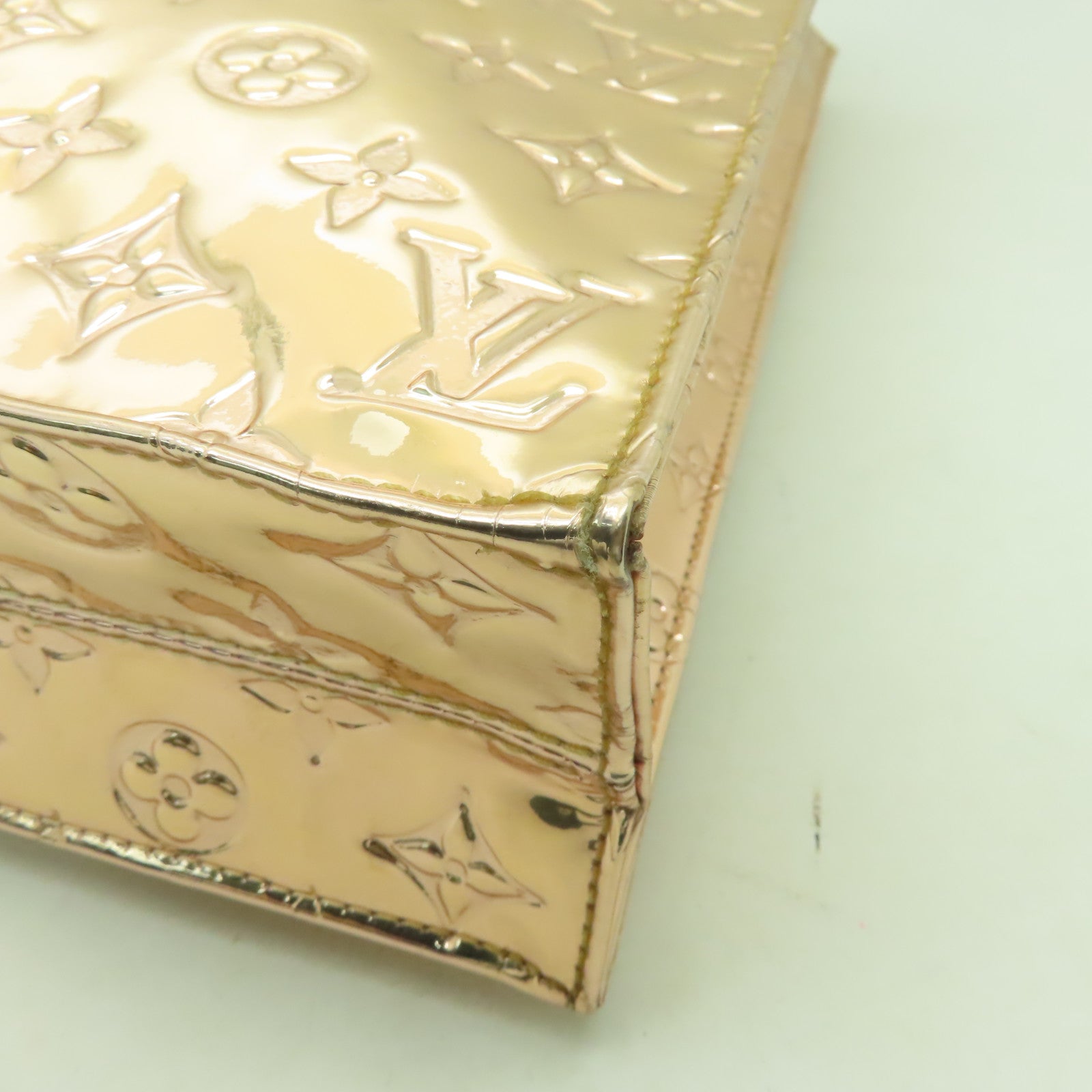 LOUIS VUITTON Monogram Miroir Sac Plat Gold金扣手挽袋金色