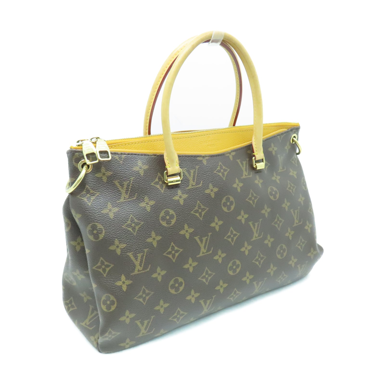 LOUIS VUITTON 【激減優惠】Monogram Pallas MM金扣手挽袋棕色