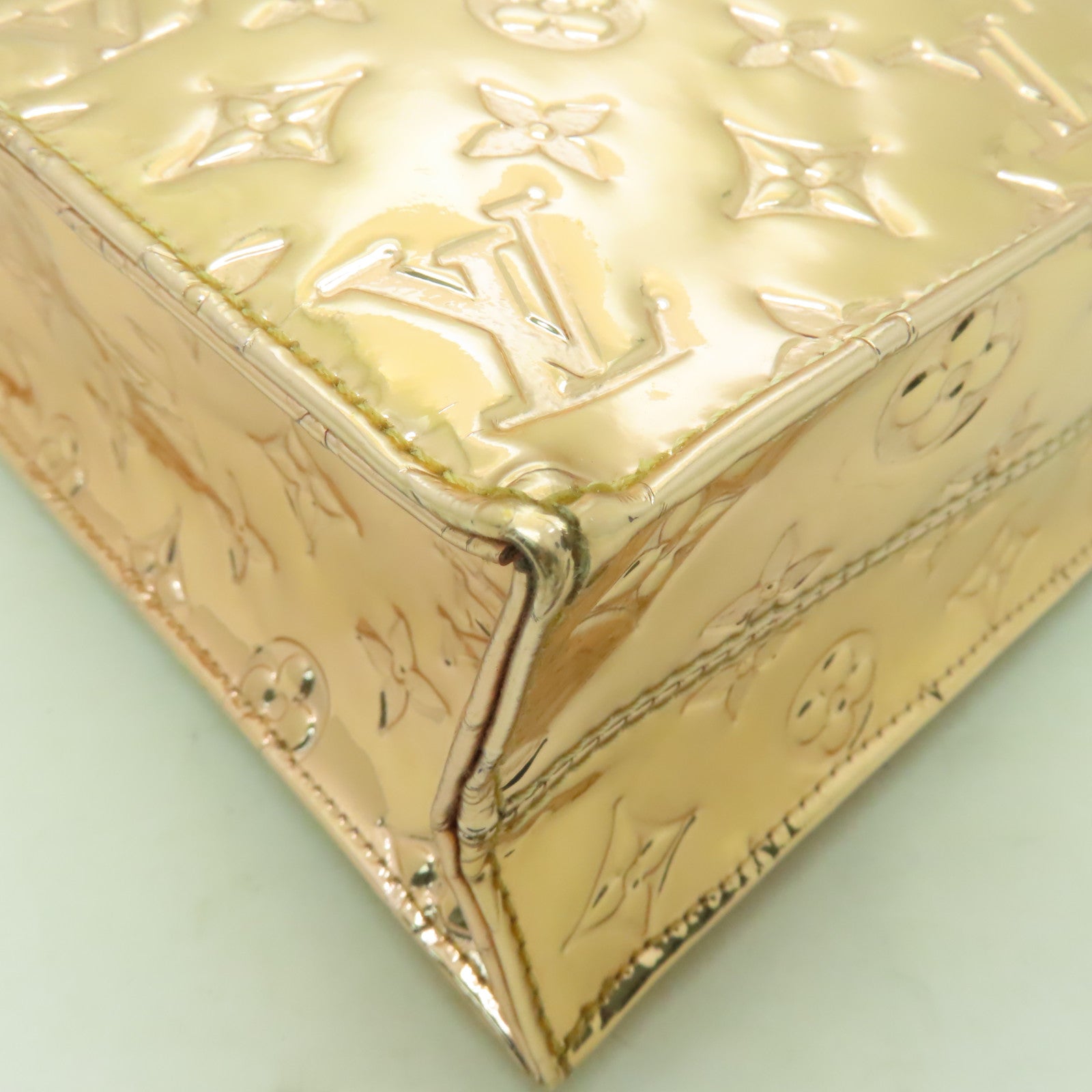 LOUIS VUITTON Monogram Miroir Sac Plat Gold金扣手挽袋金色