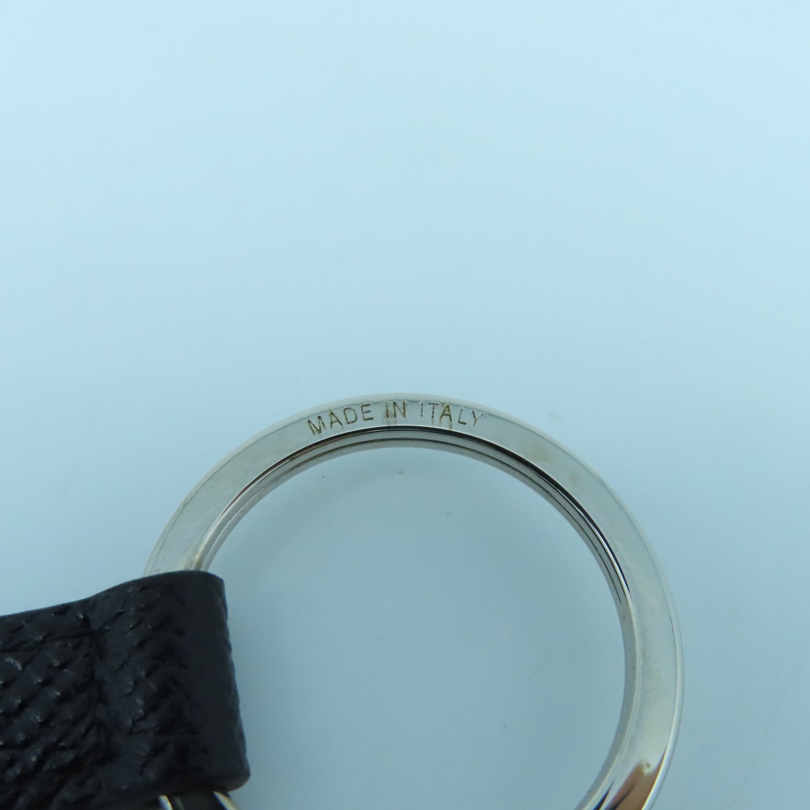 BVLGARI 皮革/金屬BB Fragment Keychain Strap鎖匙扣黑色/銀色