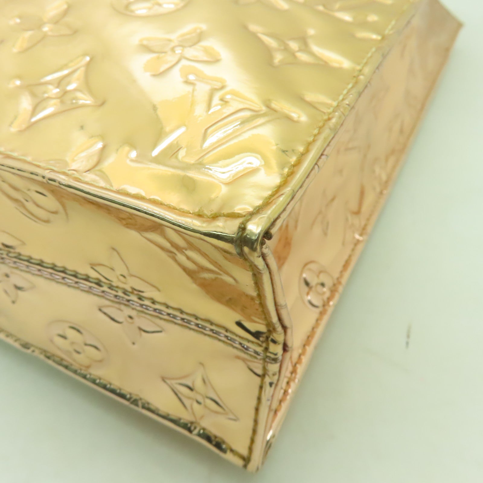 LOUIS VUITTON Monogram Miroir Sac Plat Gold金扣手挽袋金色