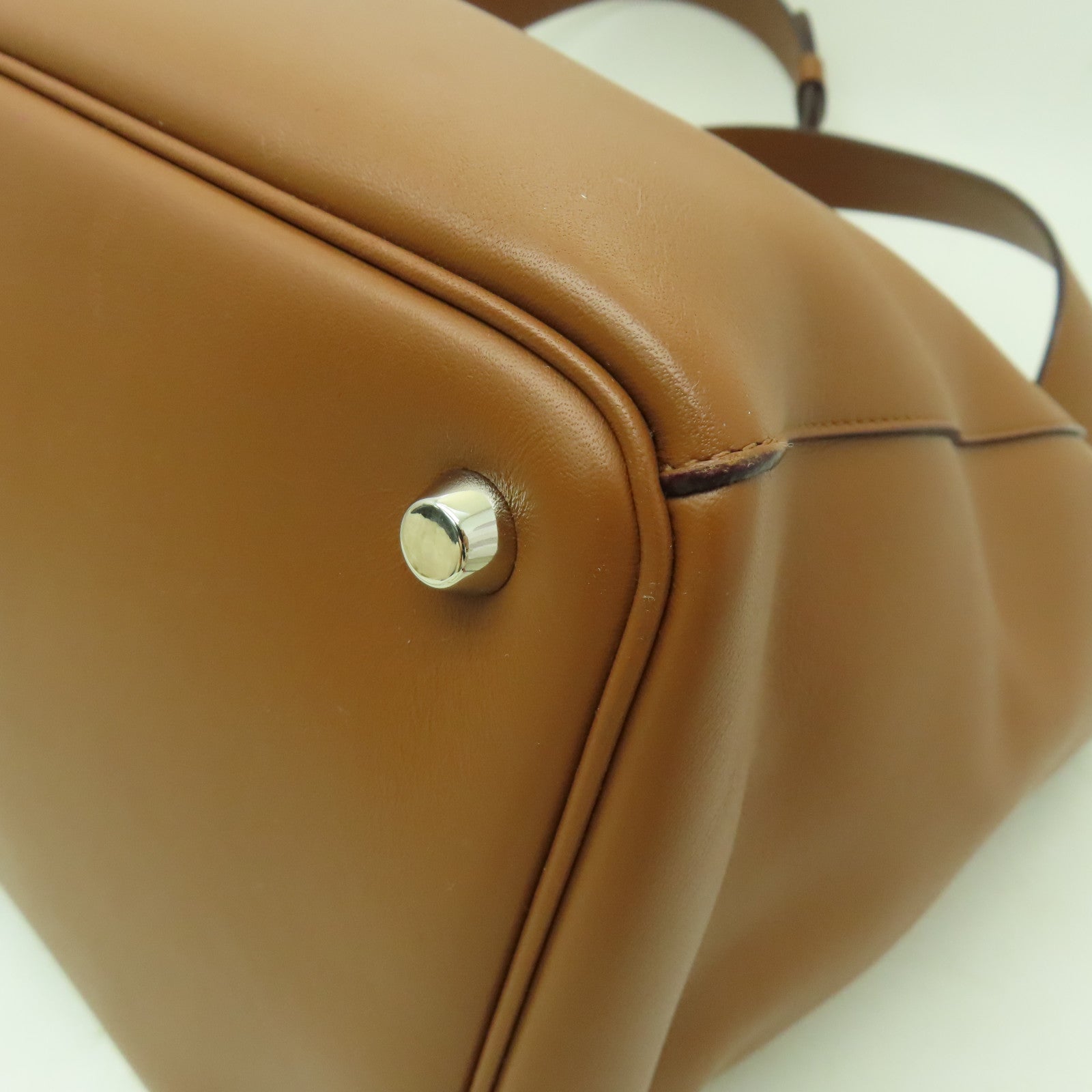 Dior 牛皮皮革2 Way Shoulder銀扣手挽肩背兩用袋啡色