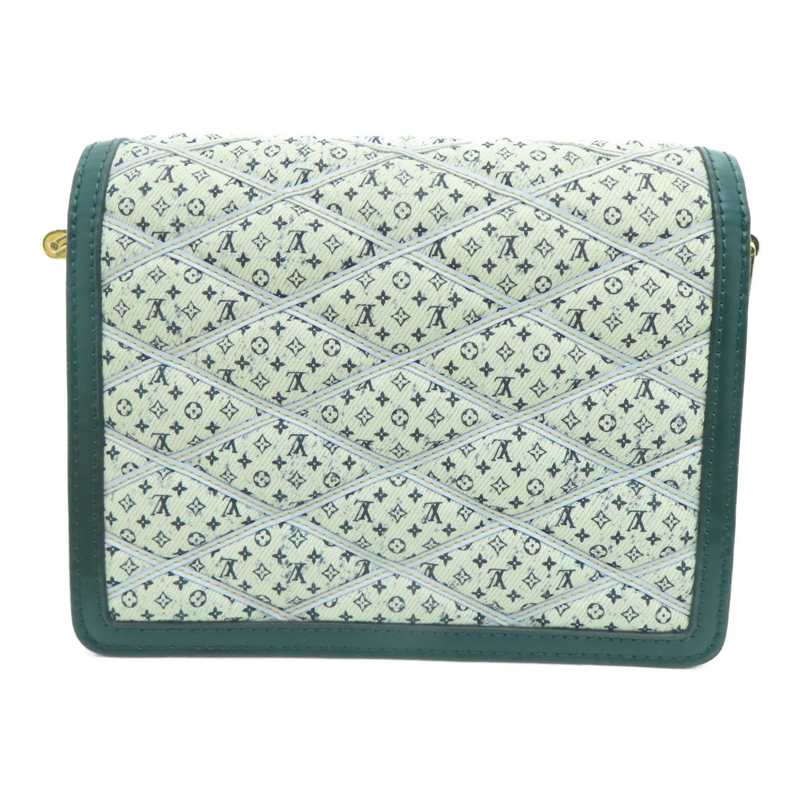 LOUIS VUITTON Canvas Mini Dauphine Gold Buckle Shoulder Bag Cream Green