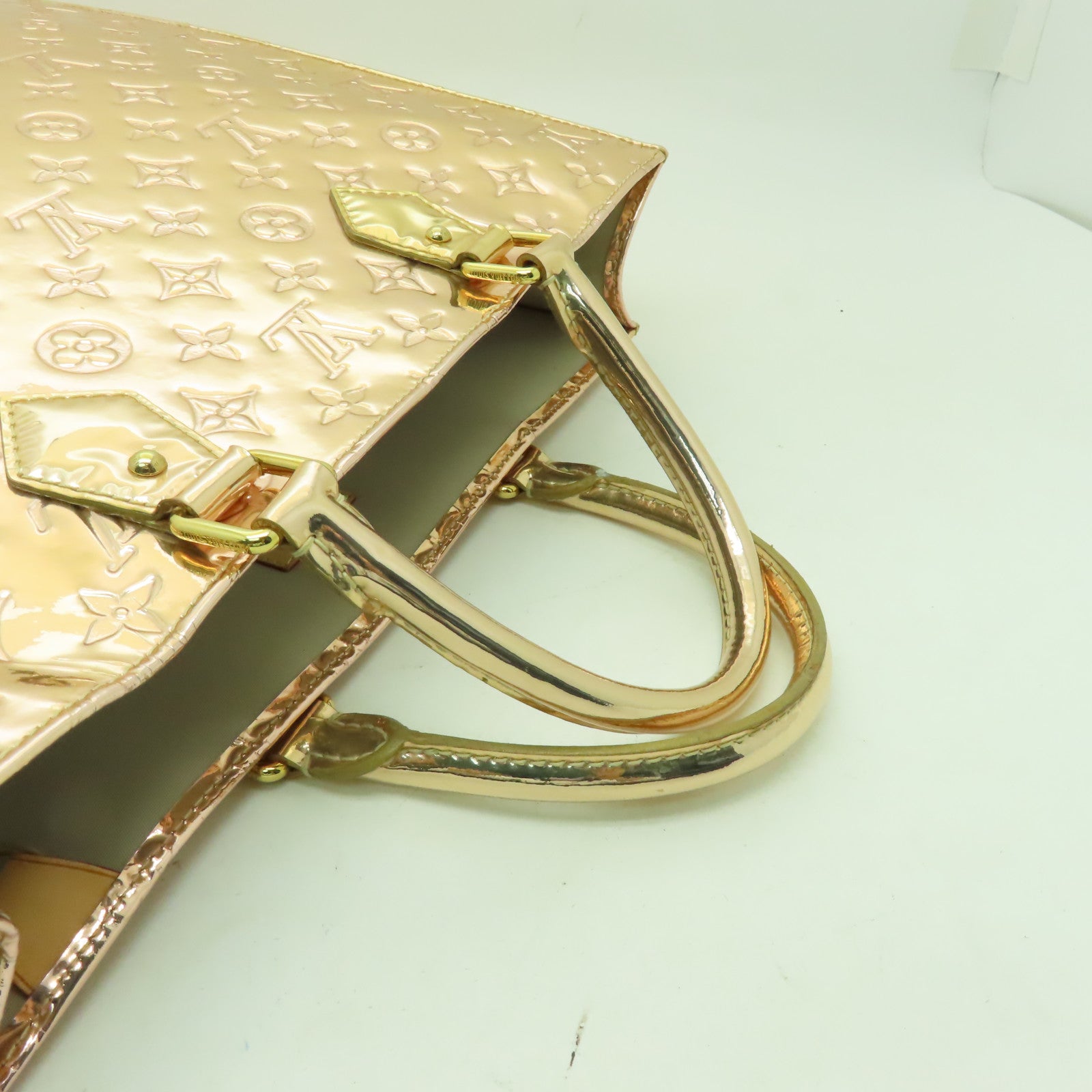LOUIS VUITTON Monogram Miroir Sac Plat Gold金扣手挽袋金色