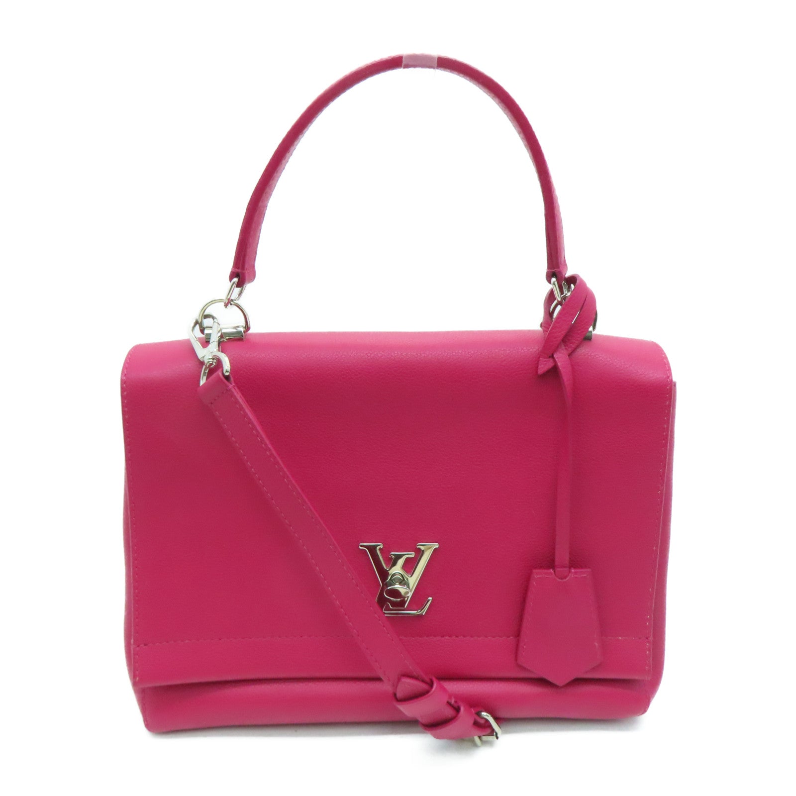 LOUIS VUITTON 【激減優惠】牛皮皮革Lockme銀扣手挽肩背兩用袋粉紅色
