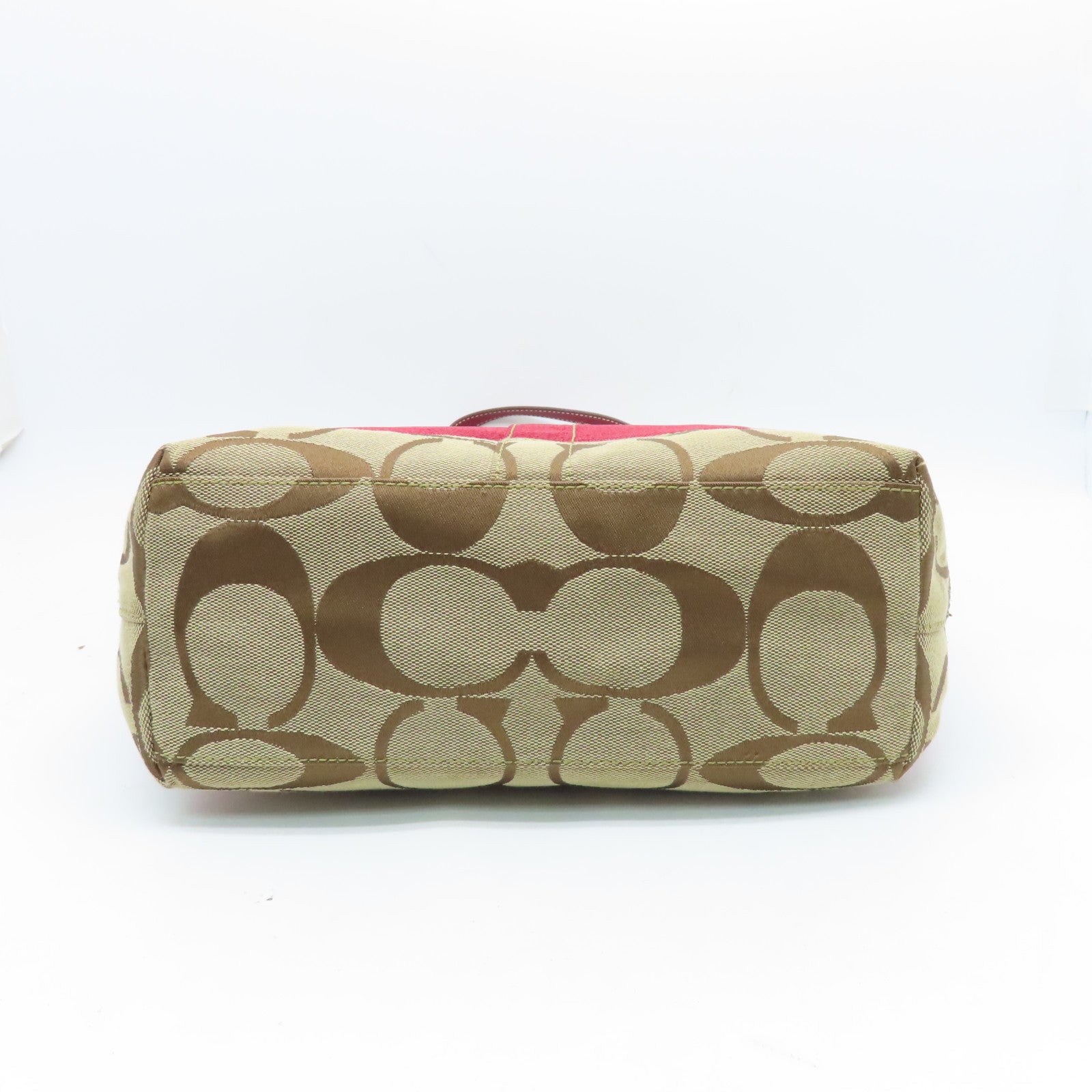 COACH Canvas Shoulder Bag Gold Buckle Brown/Red