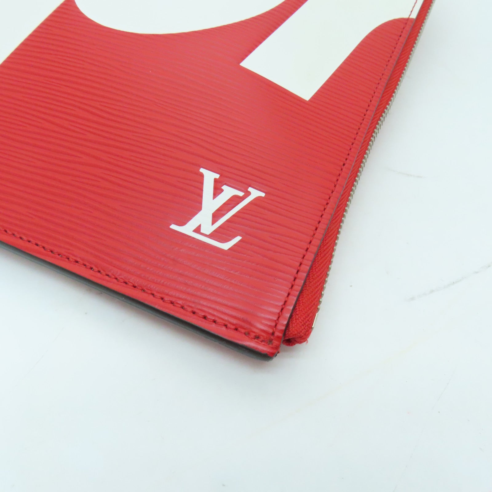 LOUIS VUITTON 【激減優惠】Epi Supreme Pochette Jules GM銀扣手拿包紅色